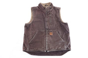 Carhartt Logo Patch Brown Sherpa Lined Vest - vest - Thrifted Threads