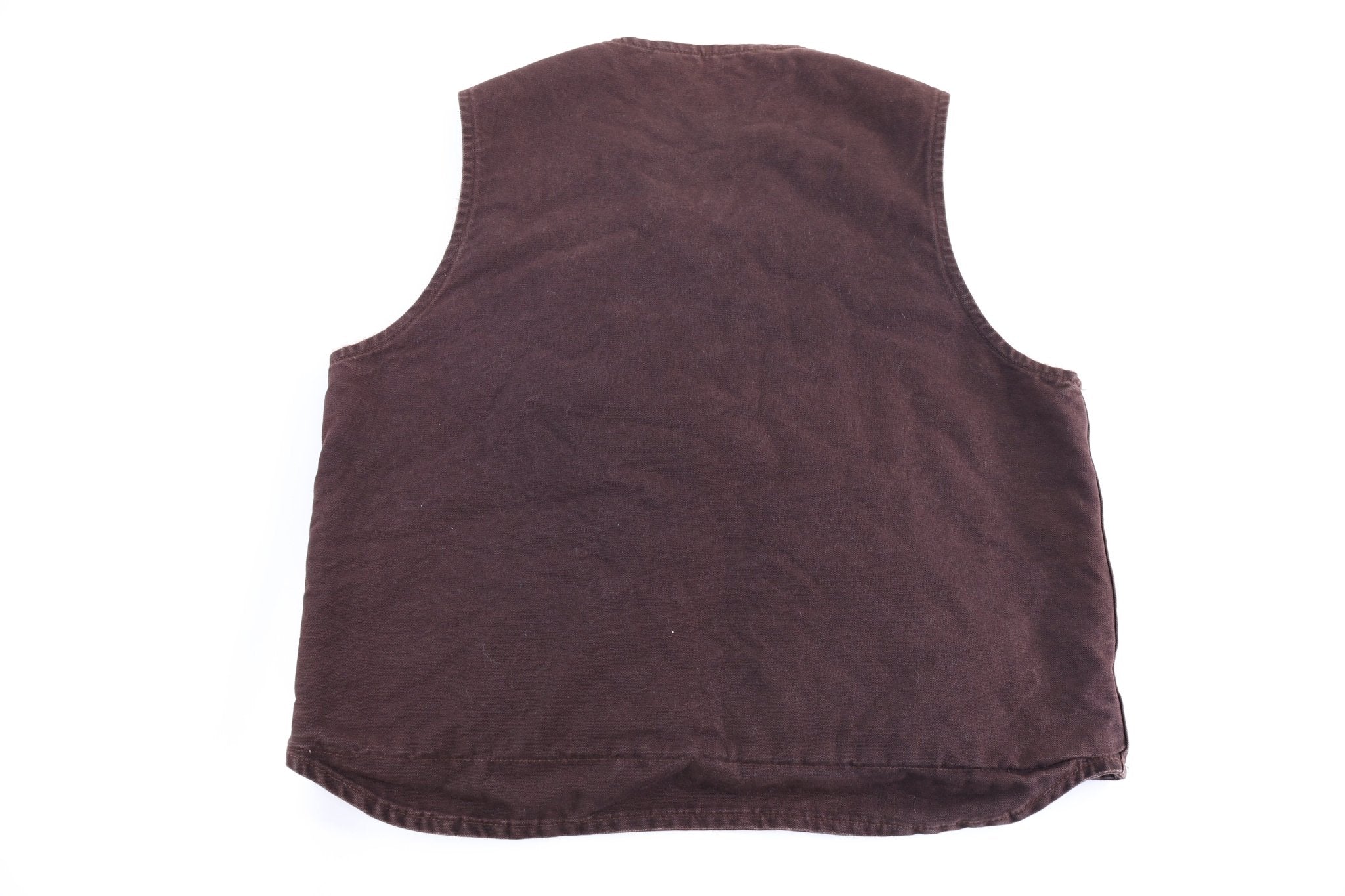 Carhartt Logo Patch Brown Sherpa Lined Vest - Vest - Thrifted Threads