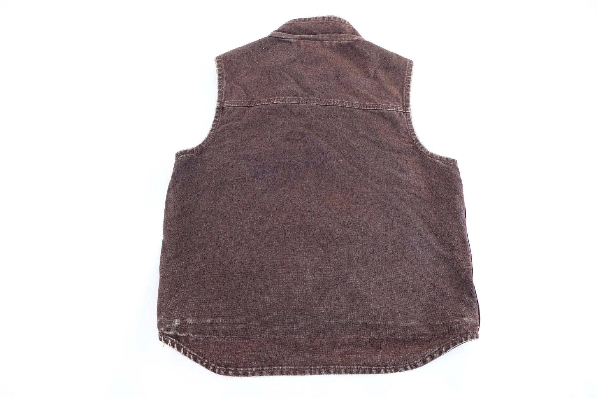 Carhartt Logo Patch Brown Sherpa Lined Vest - vest - Thrifted Threads