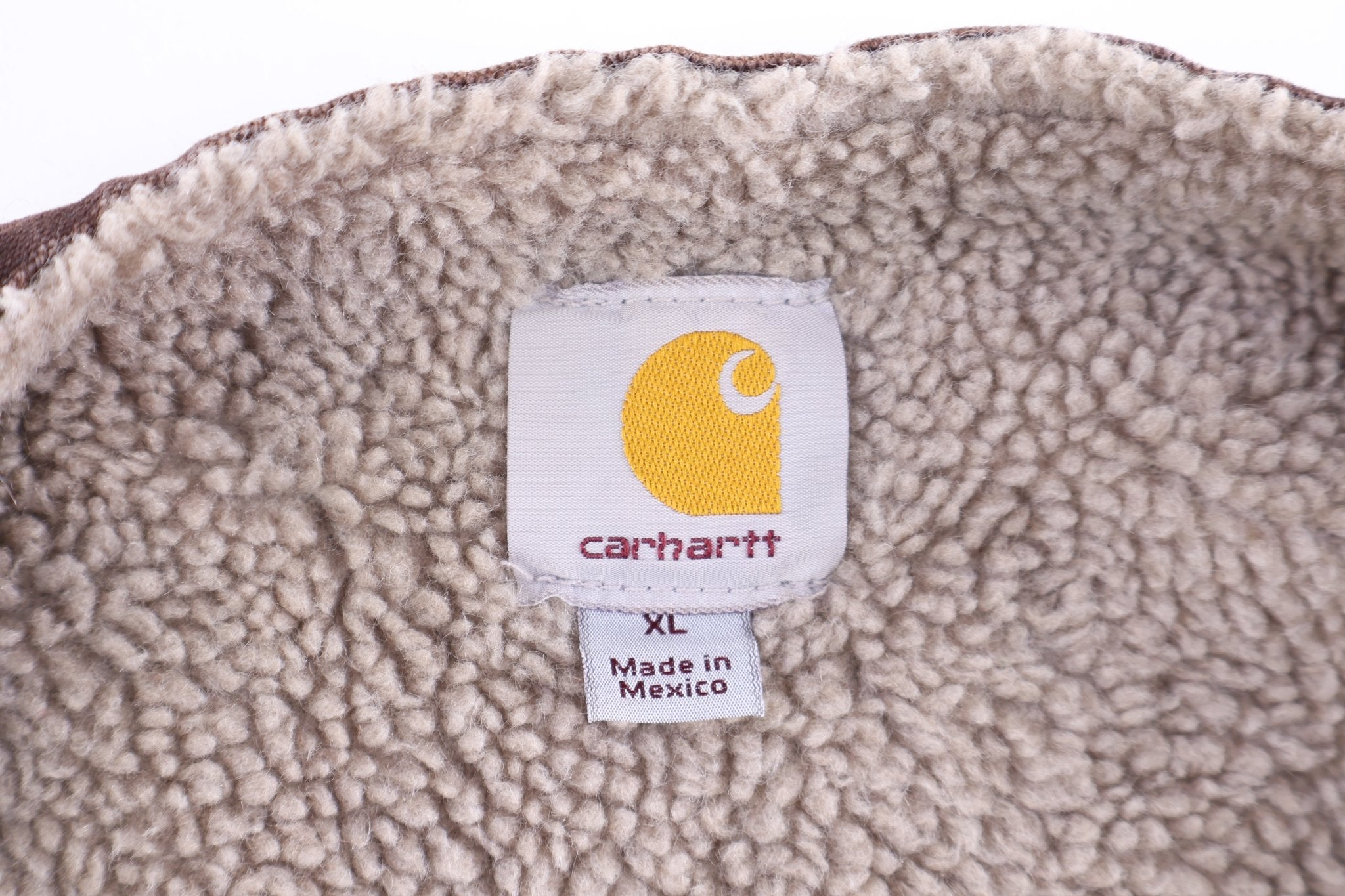 Carhartt Logo Patch Brown Sherpa Lined Vest - Vest - Thrifted Threads