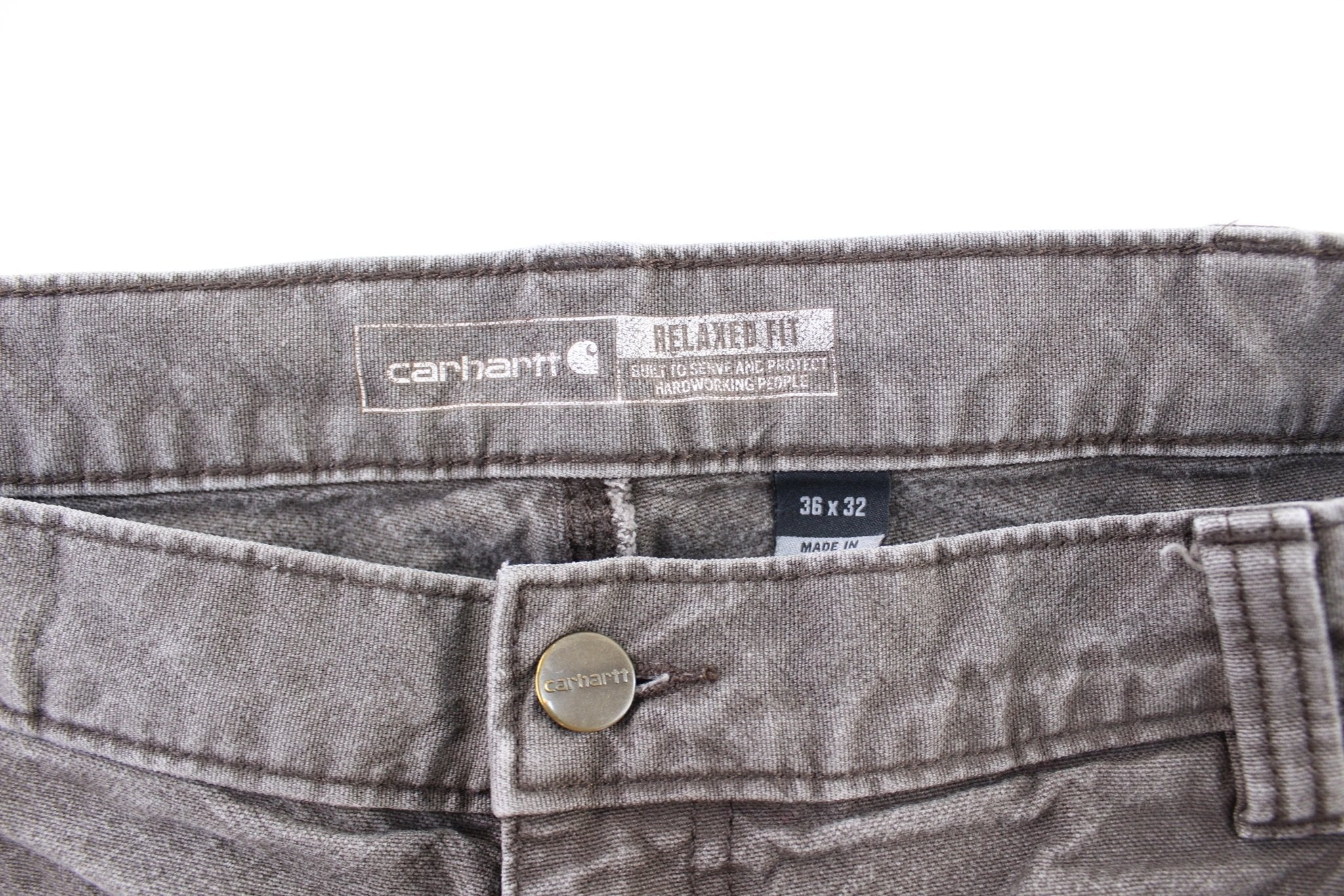 Carhartt Logo Patch Brown Workwear Pants - ThriftedThreads.com