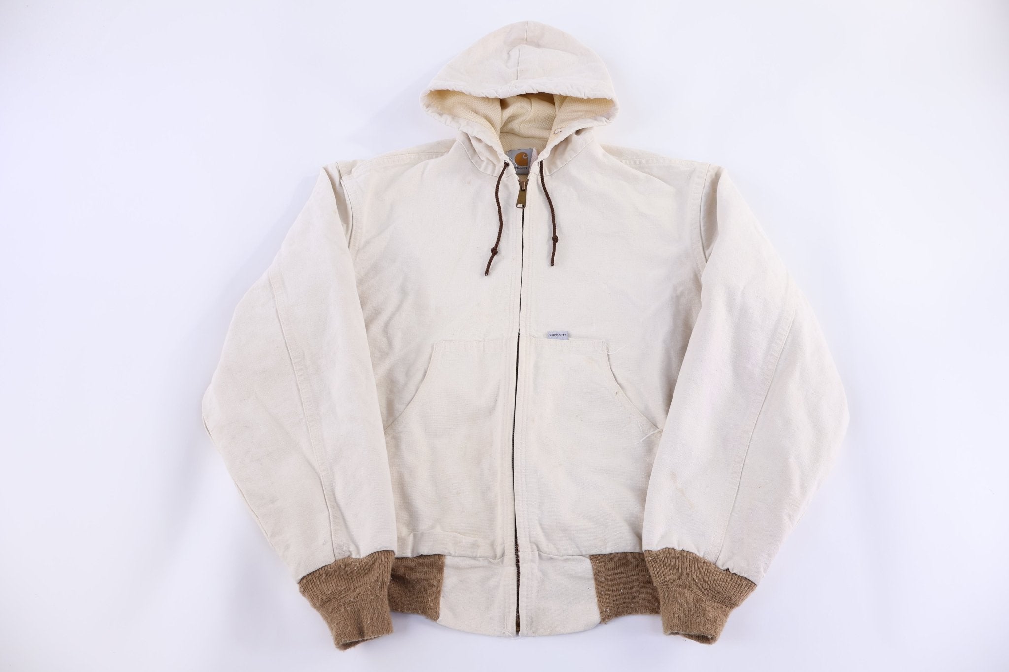 Carhartt Logo Patch Cream Full Zip Jacket - Jacket - Thrifted Threads