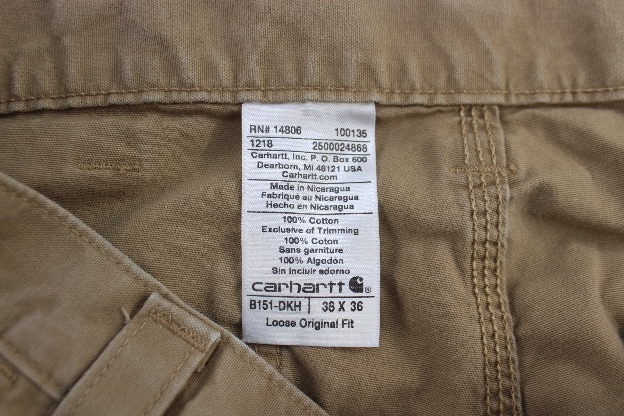 Carhartt Logo Patch Dark Khaki Carpenter Pants - Pants/Shorts - Thrifted Threads