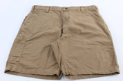 Carhartt Logo Patch Dark Khaki Loose Fit Shorts - ThriftedThreads.com