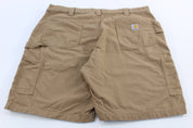 Carhartt Logo Patch Dark Khaki Loose Fit Shorts - ThriftedThreads.com