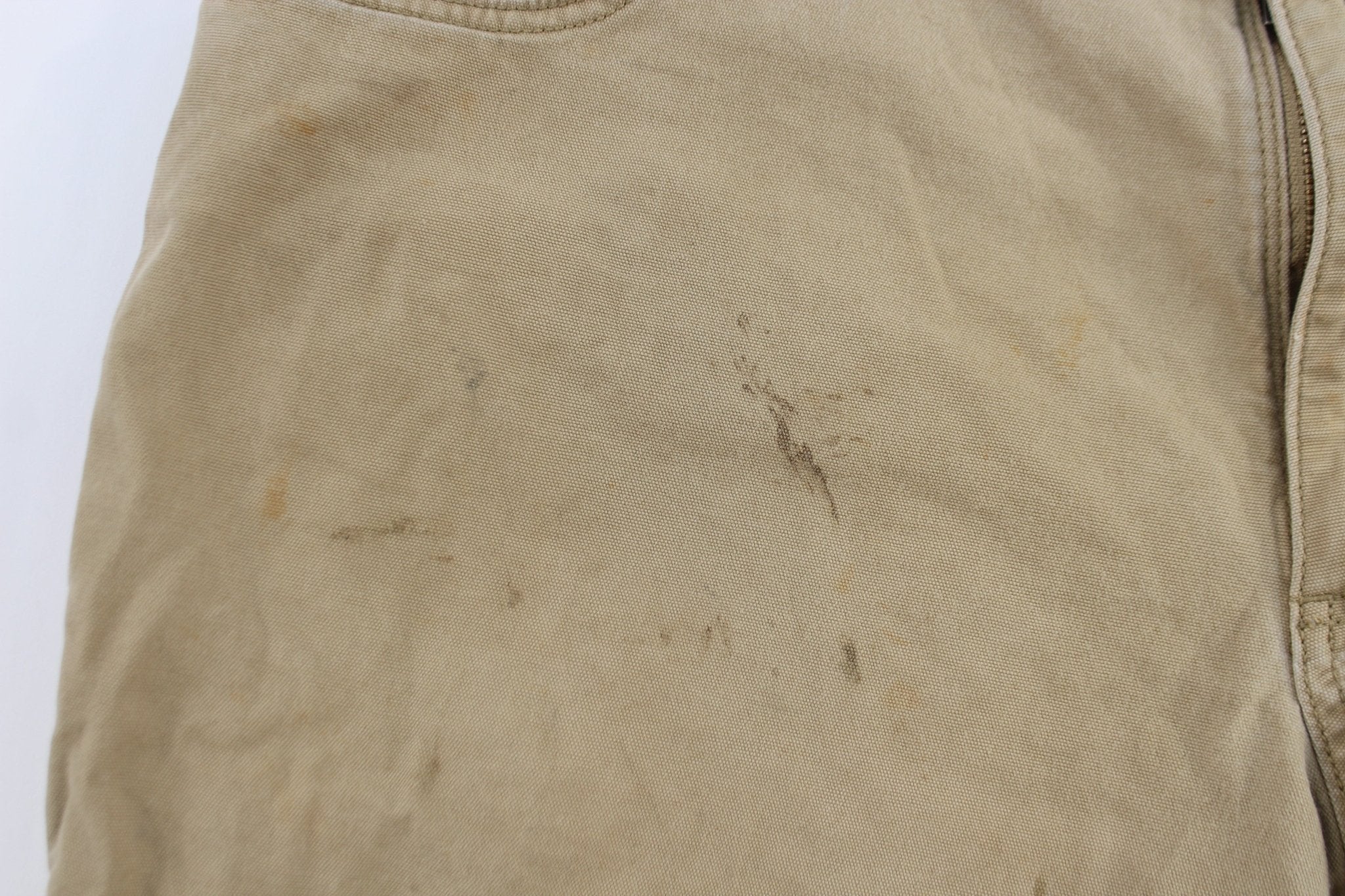 Carhartt Logo Patch Dark Khaki Relaxed Fit Pants - ThriftedThreads.com