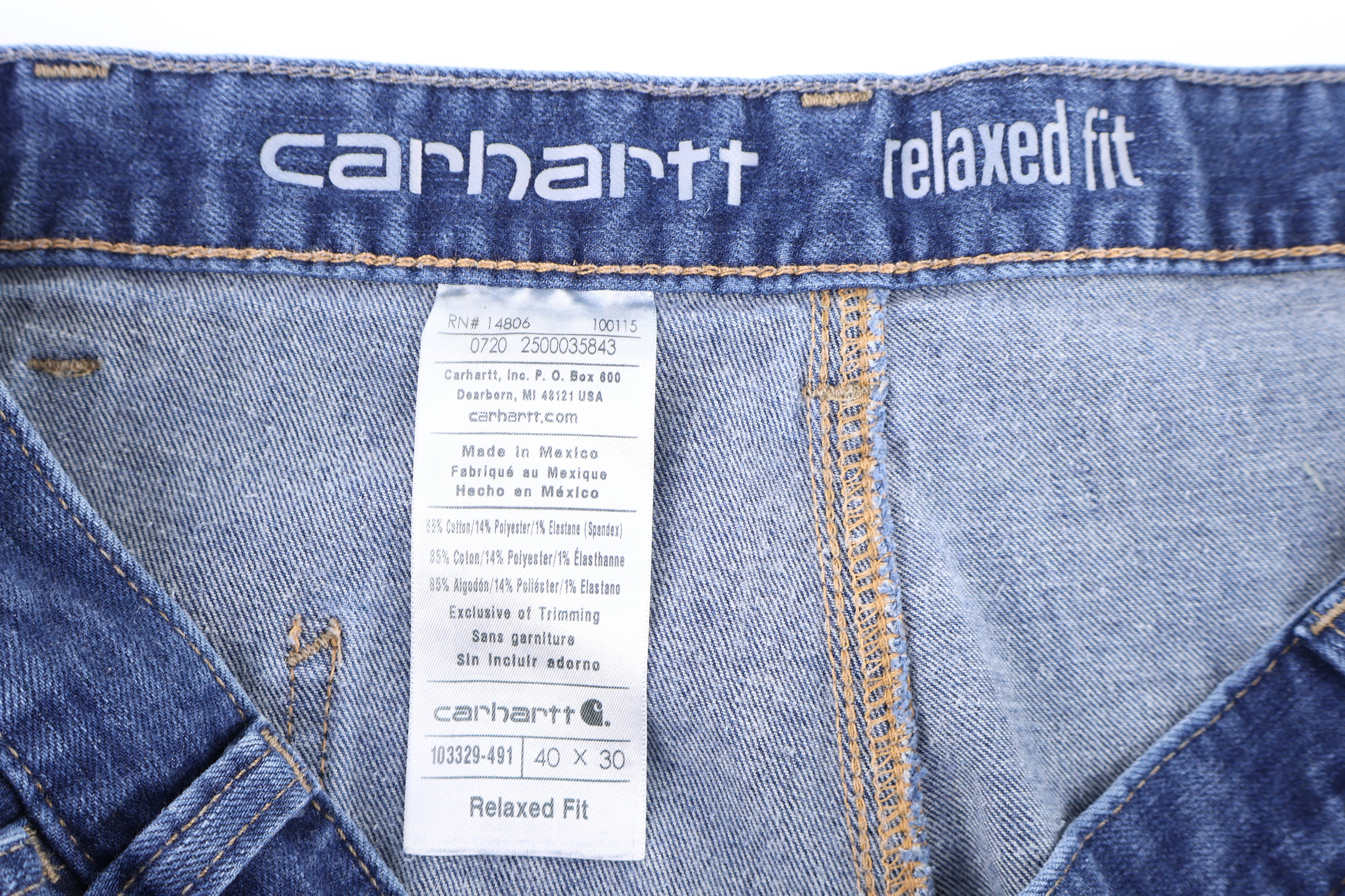 Carhartt Logo Patch Dark Wash Denim Jeans - Pants - Thrifted Threads