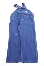 Carhartt Logo Patch Dark Wash Denim Overalls - Overalls - Thrifted Threads