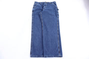 Carhartt Logo Patch Dark Wash Denim Pants - Pants - Thrifted Threads