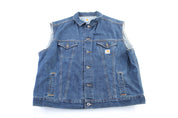 Carhartt Logo Patch Dark Wash Denim Vest - ThriftedThreads.com