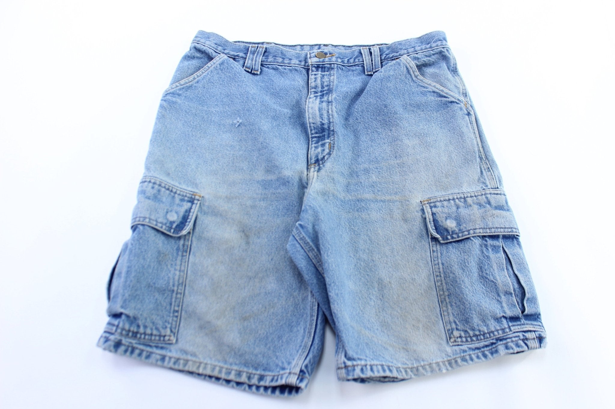 Carhartt Logo Patch Denim Cargo Shorts - ThriftedThreads.com