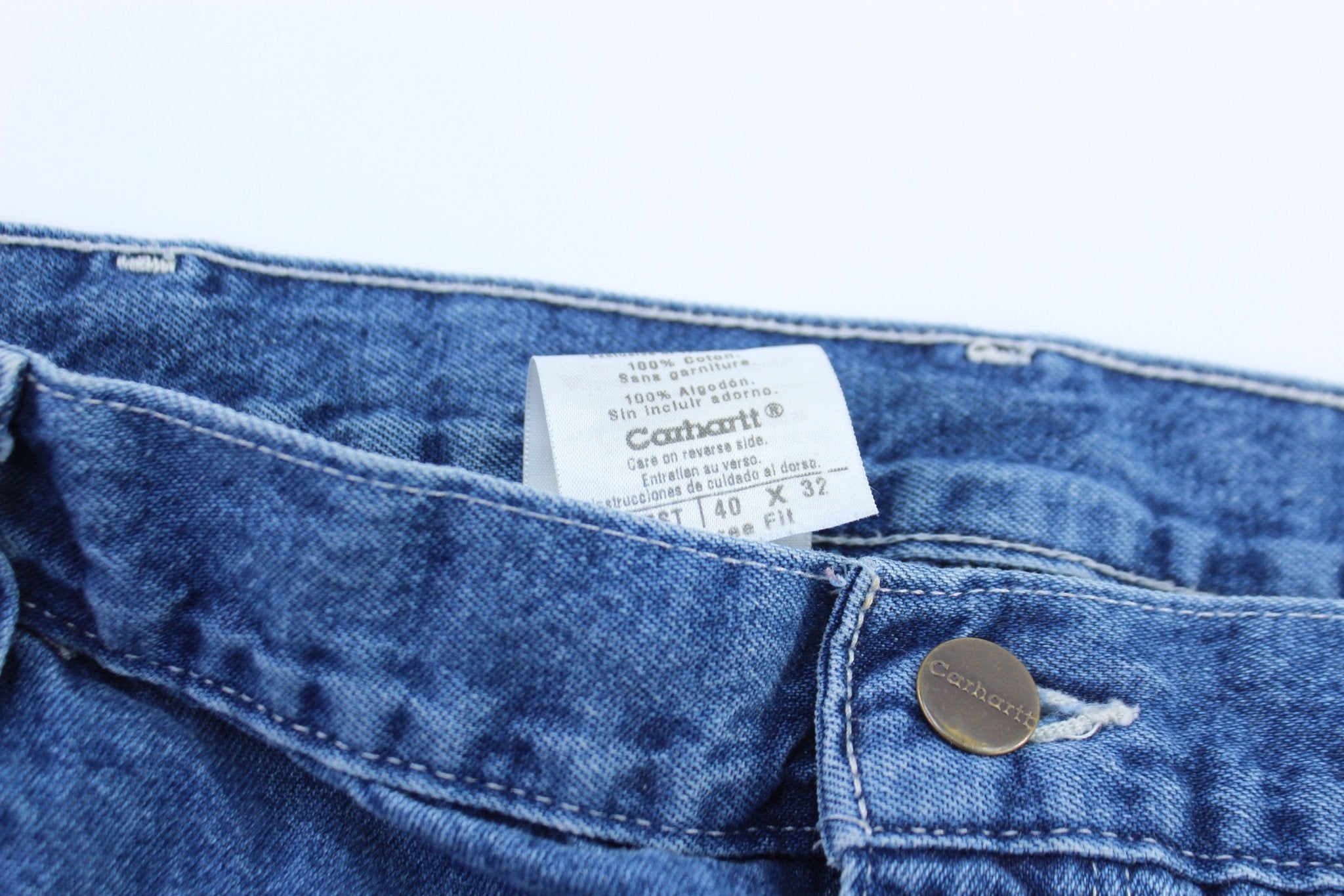 Carhartt Logo Patch Denim Carpenter Jeans - ThriftedThreads.com