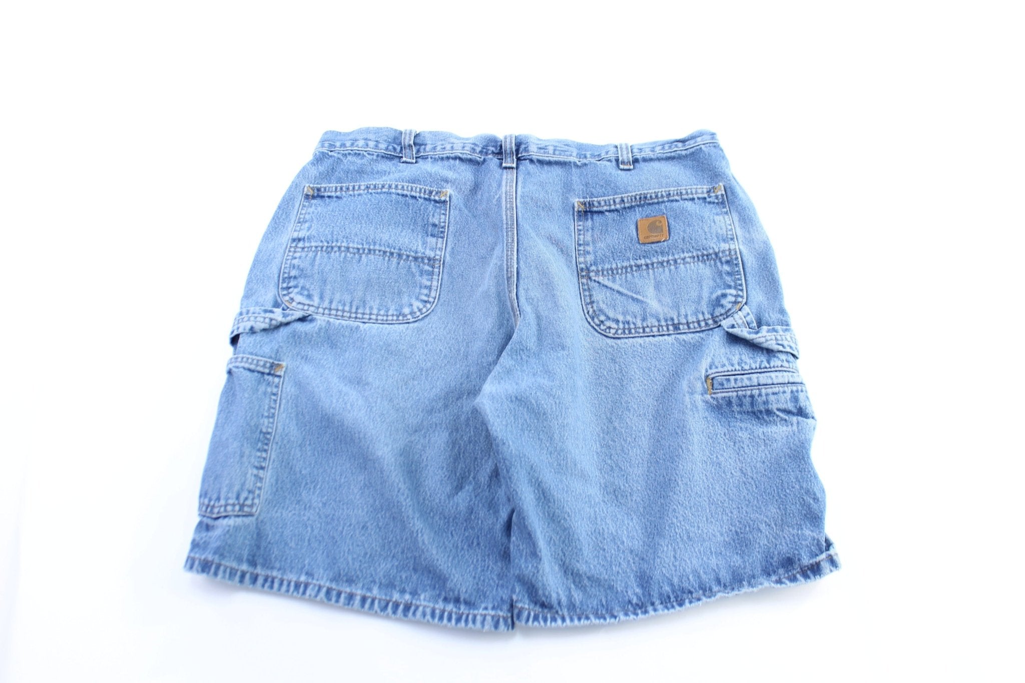 Carhartt Logo Patch Denim Carpenter Shorts - ThriftedThreads.com