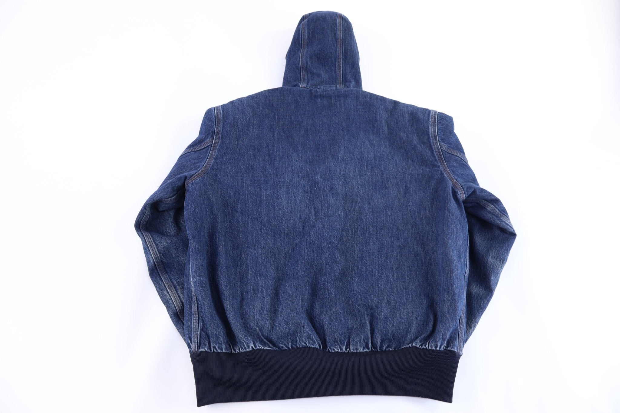Carhartt Logo Patch Denim Dark Wash Denim Full Zip Jacket - Jacket - Thrifted Threads