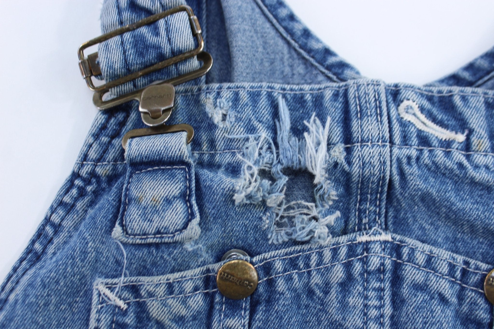 Carhartt Logo Patch Denim Overalls - Overalls - Thrifted Threads