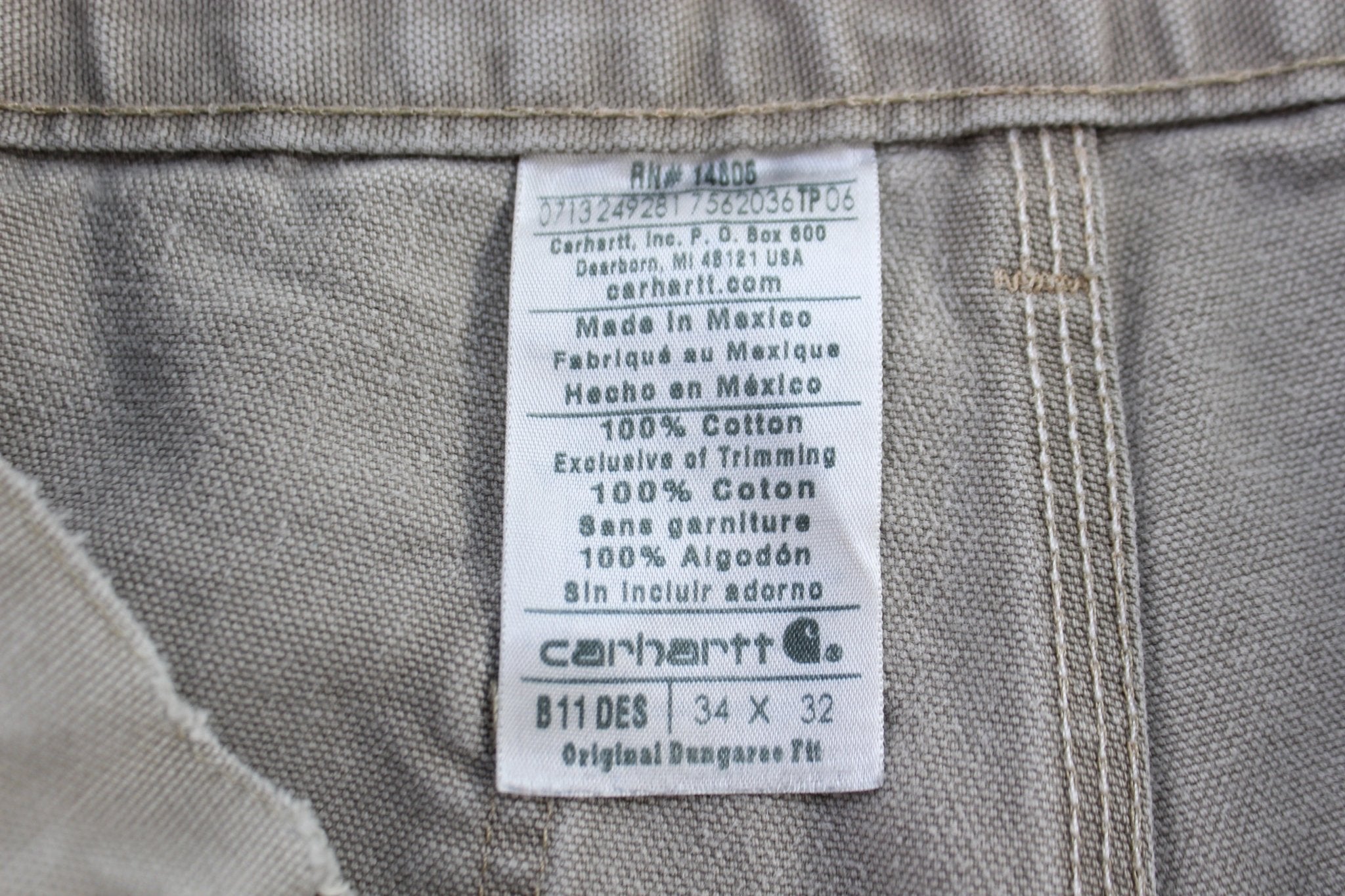Carhartt Logo Patch Desert Original Dunagree Fit Pants - ThriftedThreads.com