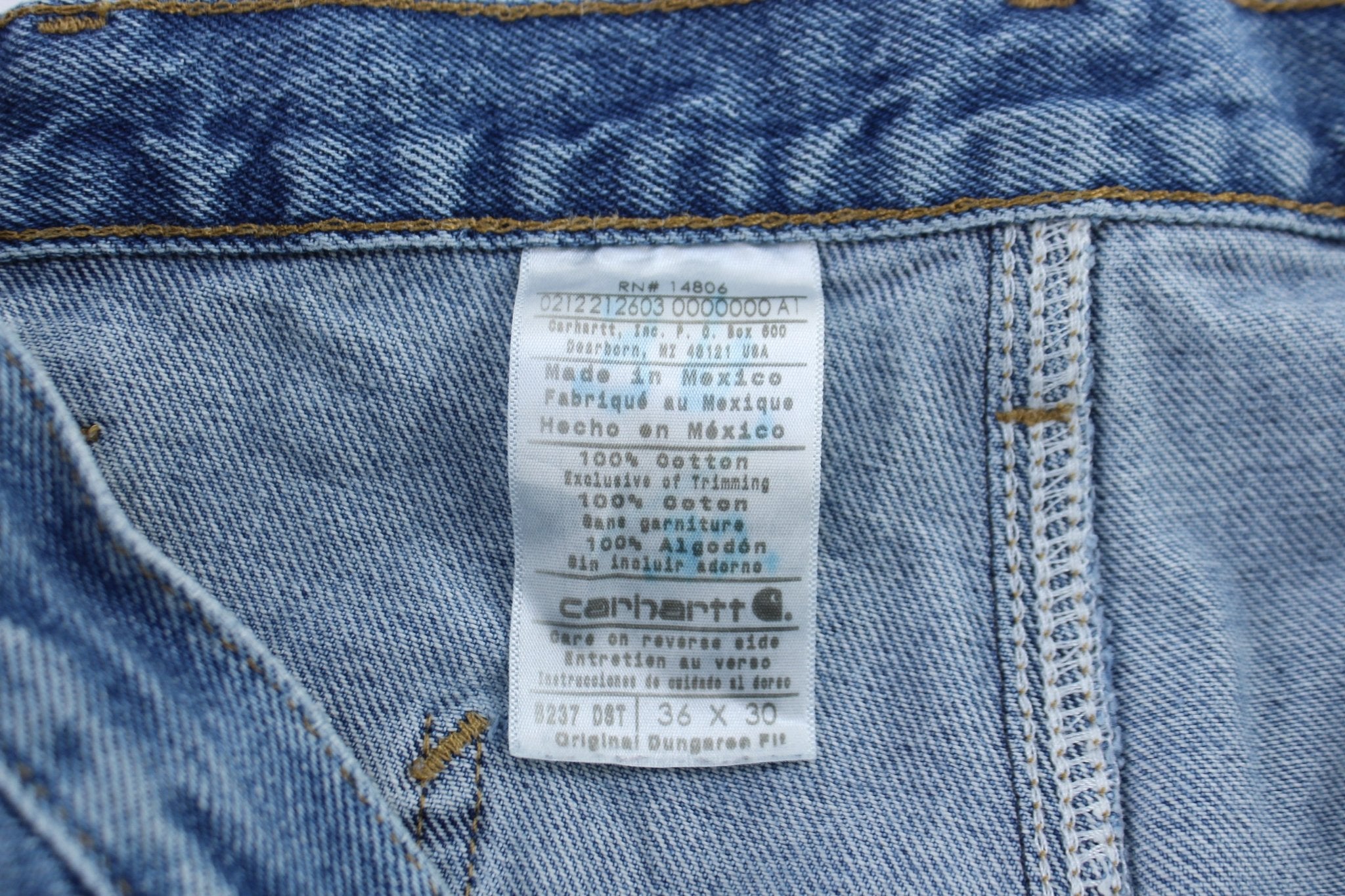 Carhartt Logo Patch Dunagree Fit Denim Jeans - ThriftedThreads.com