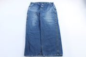 Carhartt Logo Patch Dungaree Denim Pants - ThriftedThreads.com