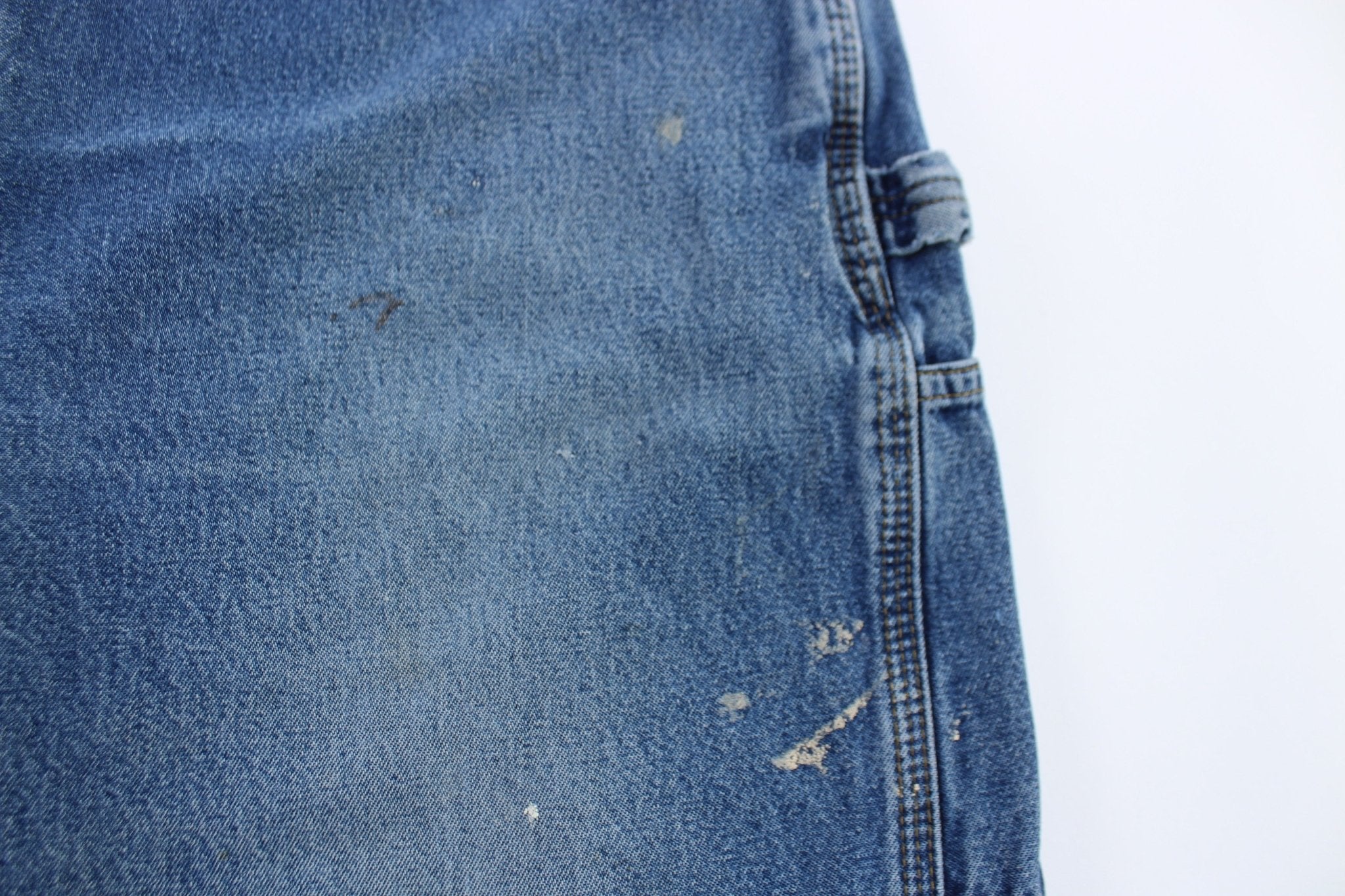 Carhartt Logo Patch Dungaree Denim Pants - ThriftedThreads.com