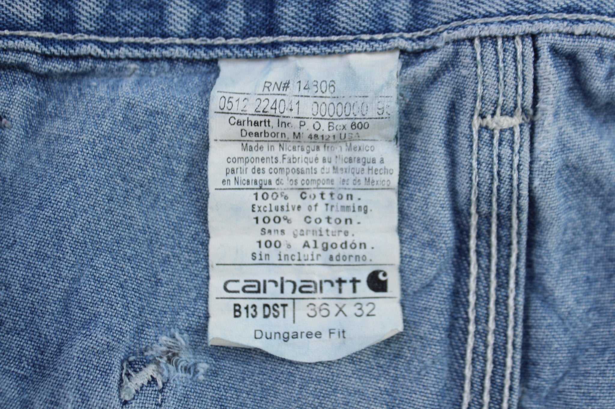 Carhartt Logo Patch Dungaree Fit Denim Jeans - Pants - Thrifted Threads