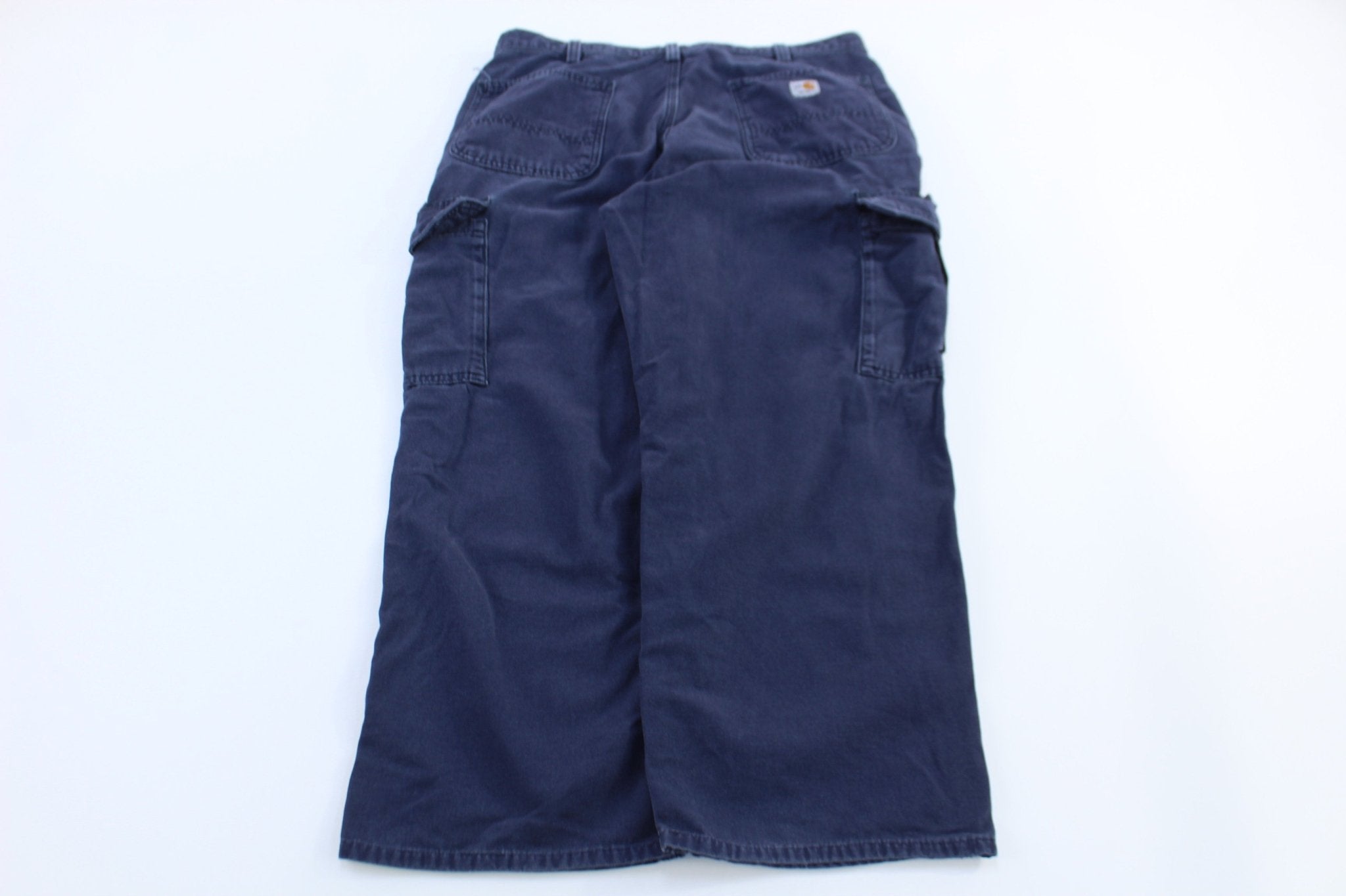 Carhartt Logo Patch Flame Resistant Blue Pants - ThriftedThreads.com