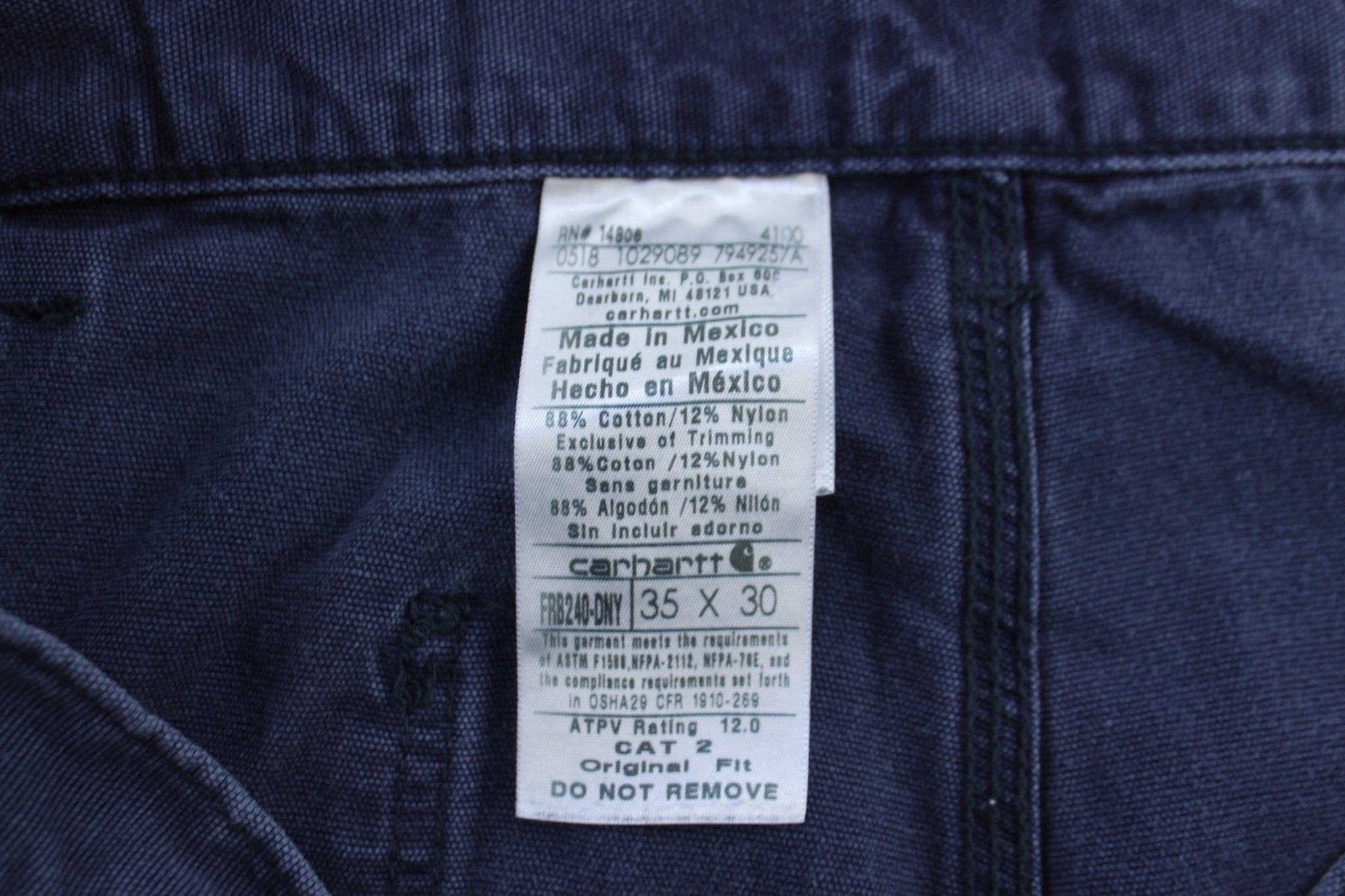 Carhartt Logo Patch Flame Resistant Blue Pants - Pants/Shorts - Thrifted Threads