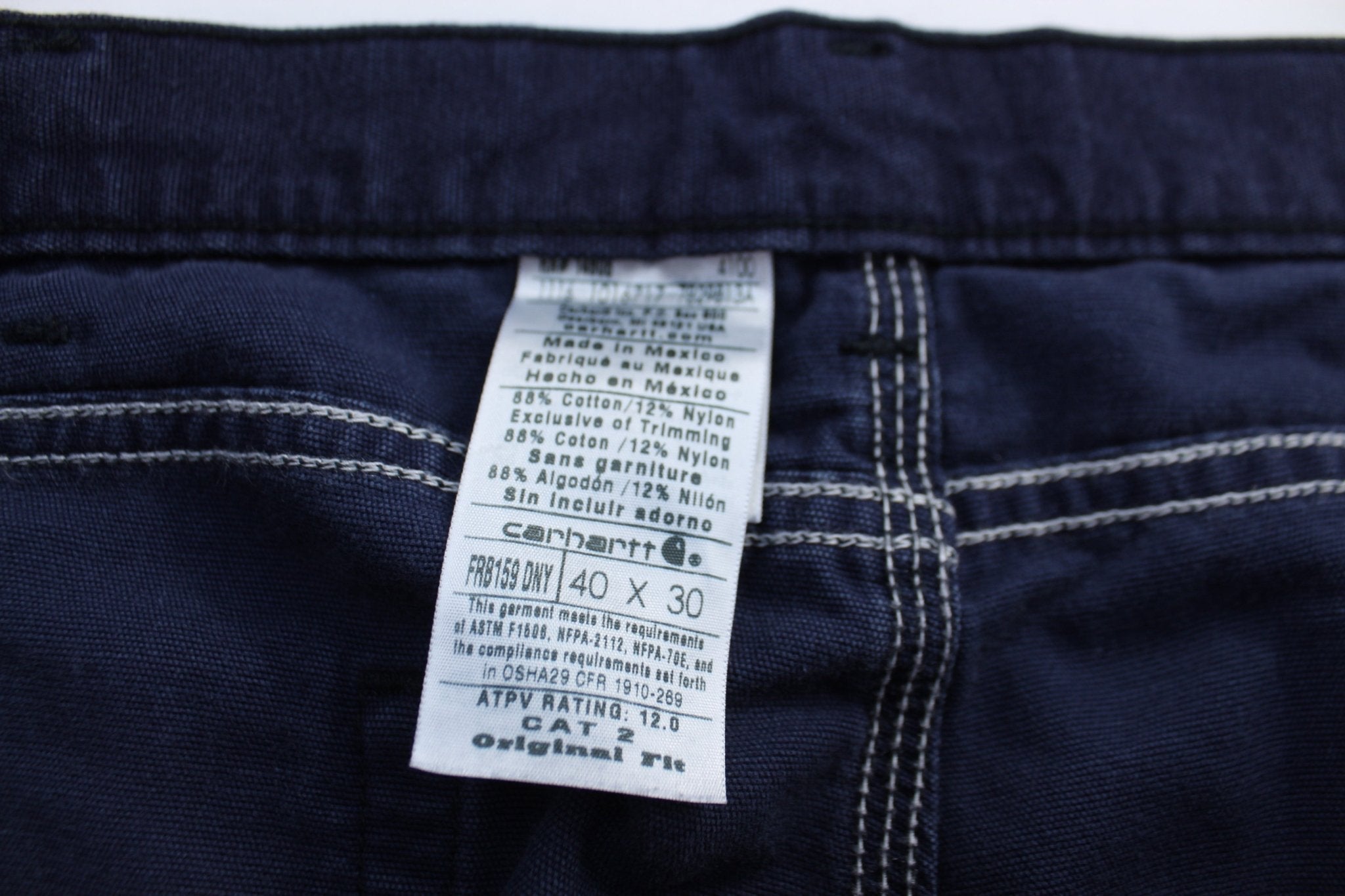 Carhartt Logo Patch Flames Resistant Blue Pants - Pants/Shorts - Thrifted Threads
