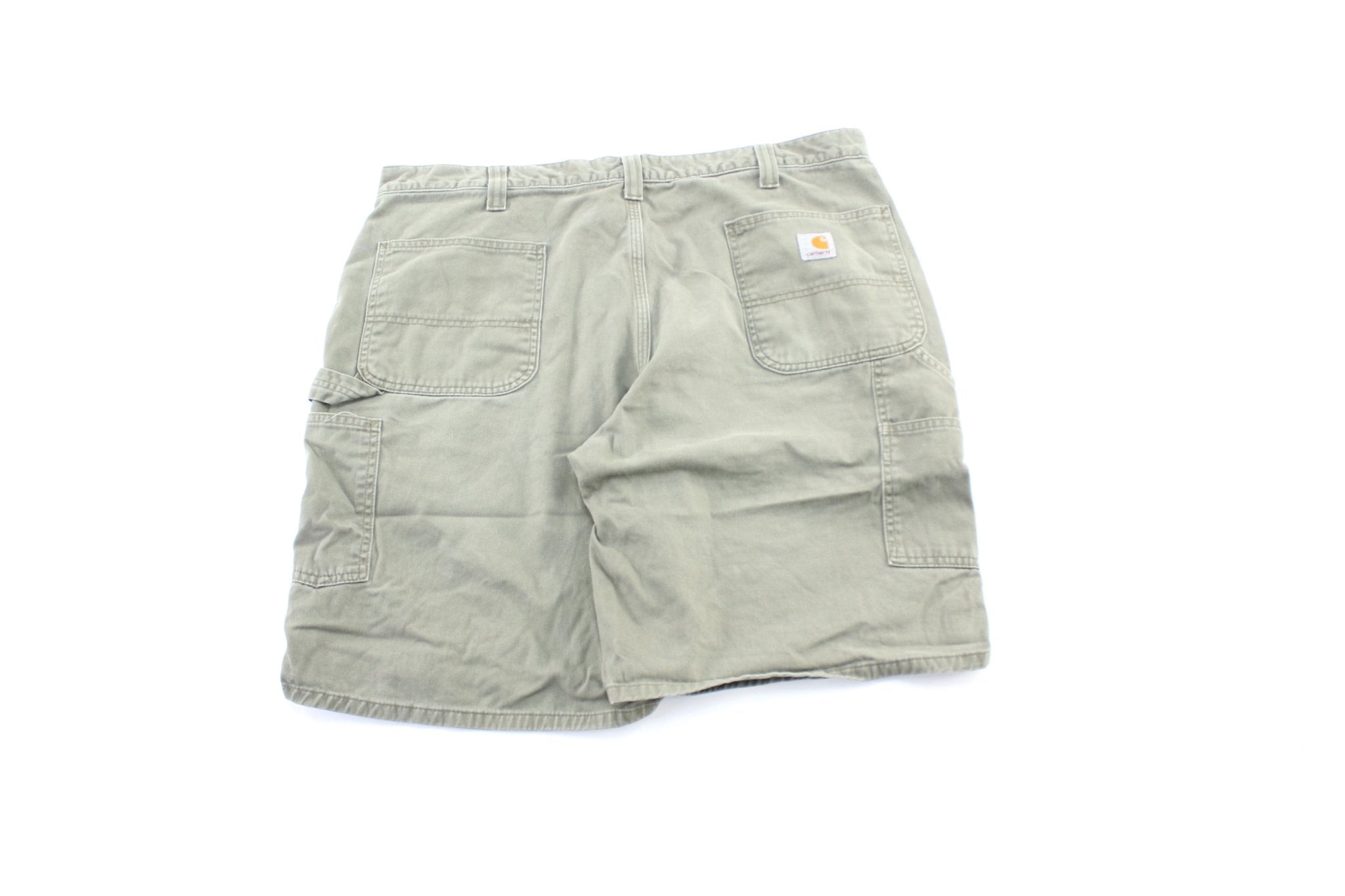 Carhartt Logo Patch Green Carpenter Shorts - ThriftedThreads.com