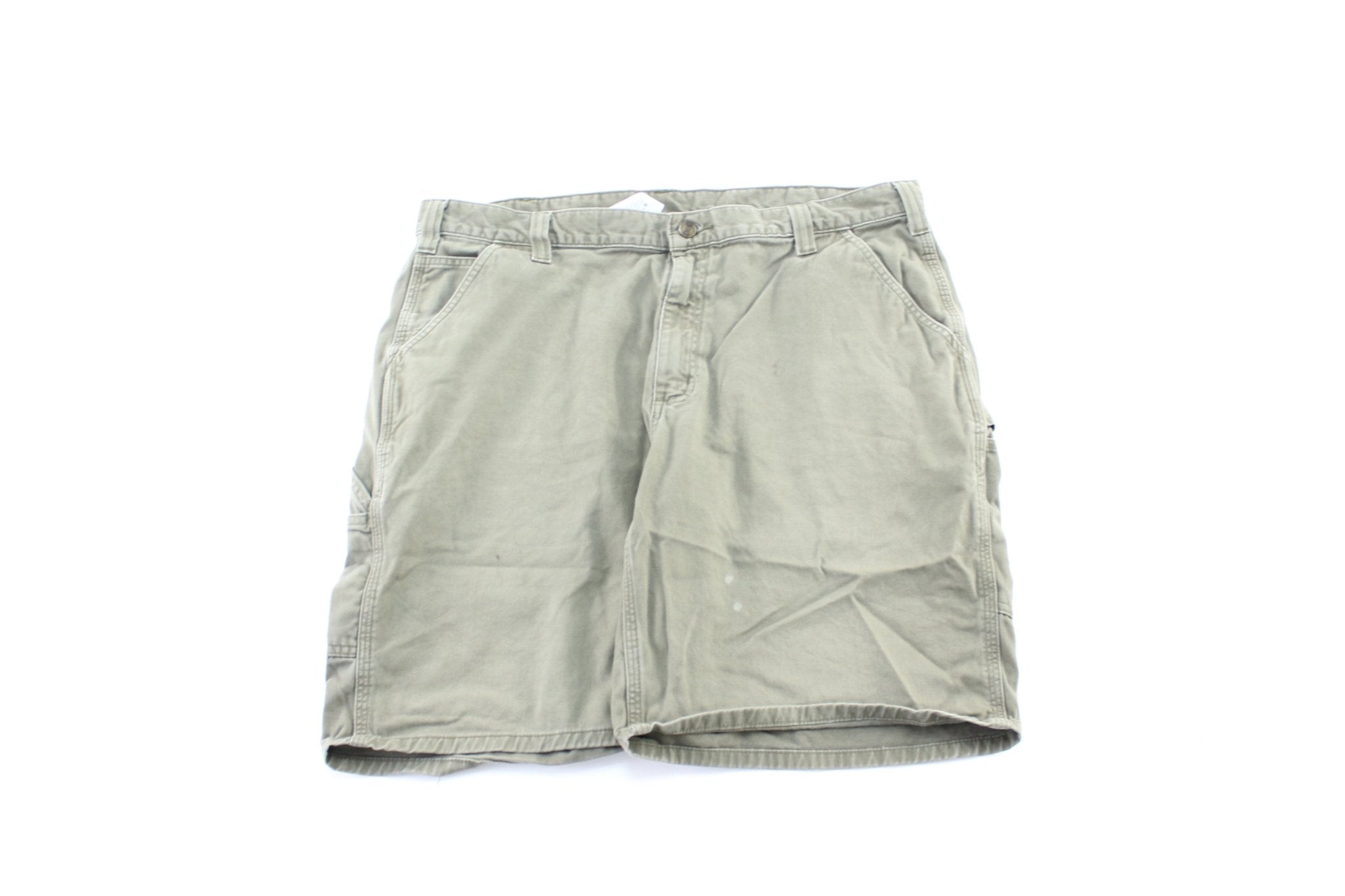 Carhartt Logo Patch Green Carpenter Shorts - ThriftedThreads.com