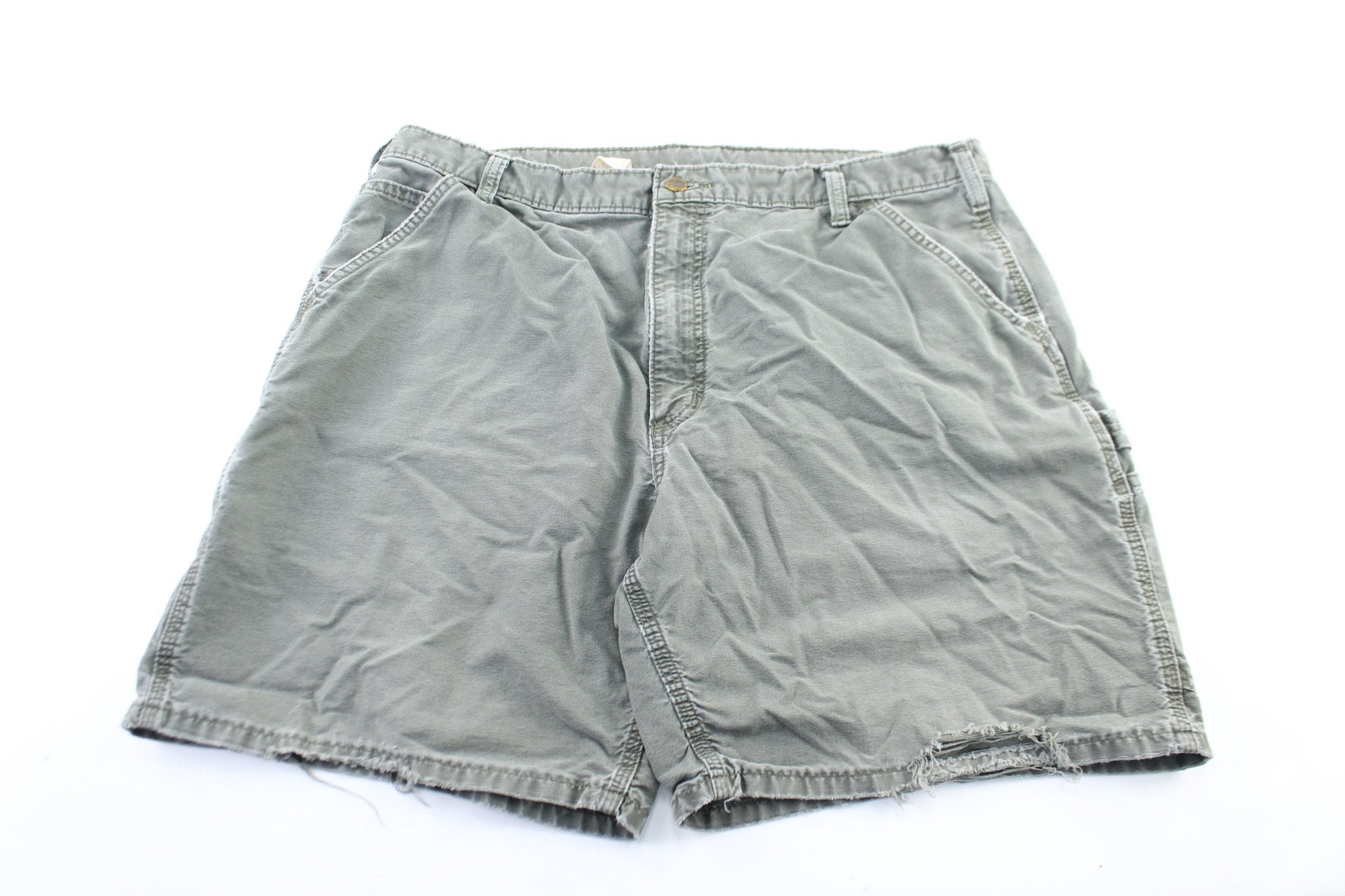 Carhartt Logo Patch Green Carpenter Shorts - ThriftedThreads.com