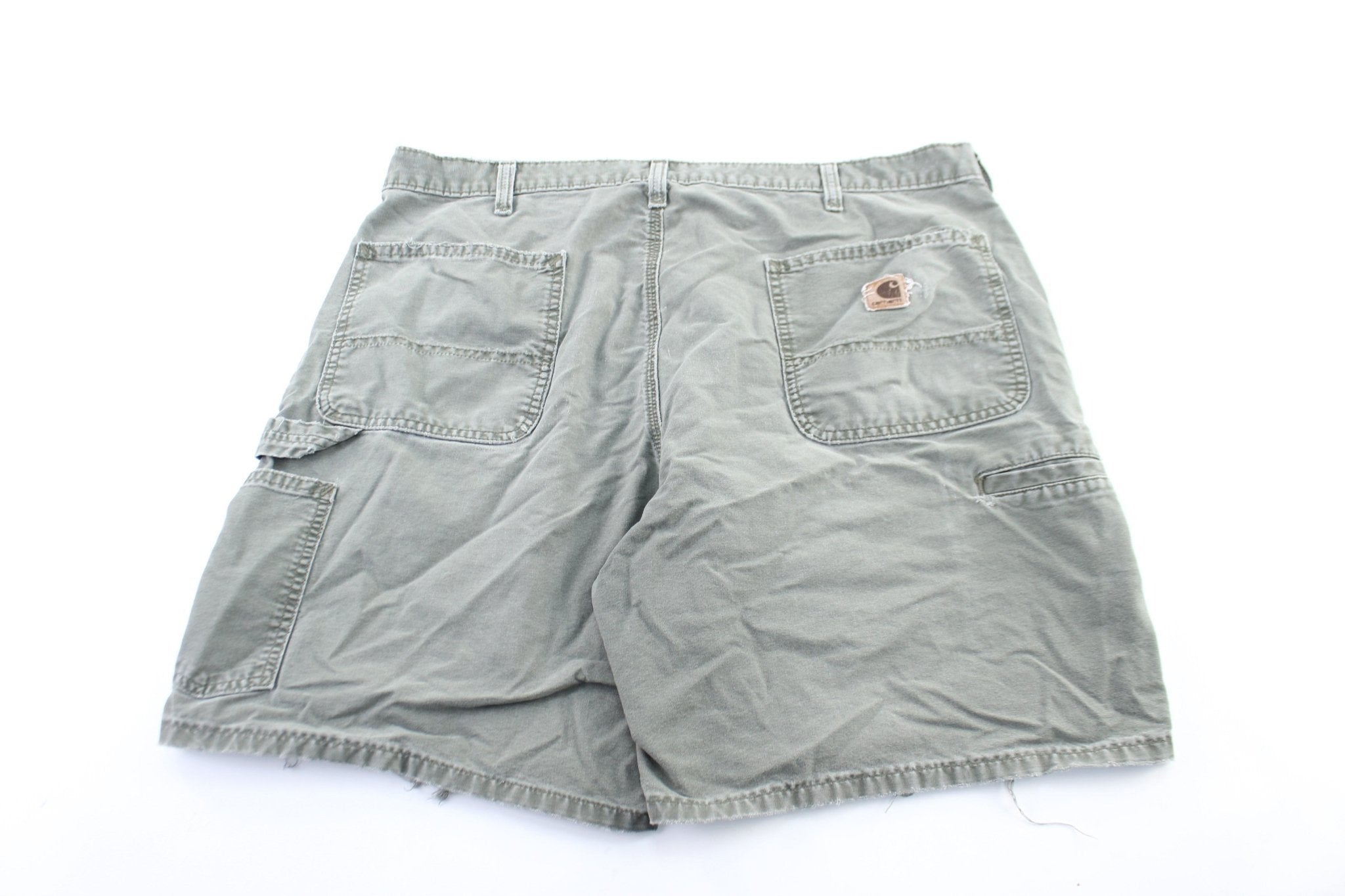 Carhartt Logo Patch Green Carpenter Shorts - ThriftedThreads.com