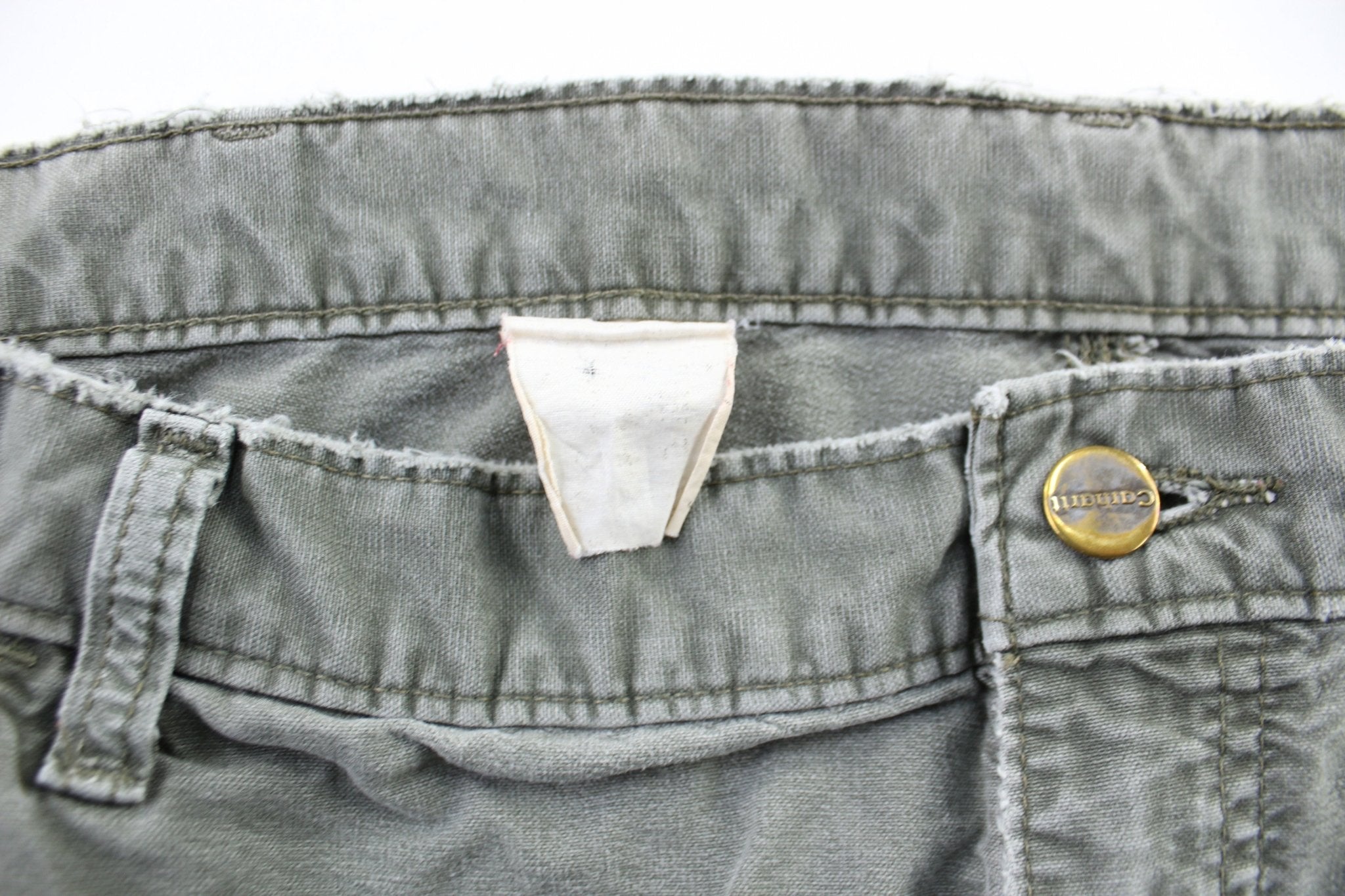 Carhartt Logo Patch Green Carpenter Shorts - ThriftedThreads.com