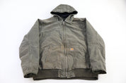Carhartt Logo Patch Green Full Zip Hooded Jacket - Jacket - Thrifted Threads