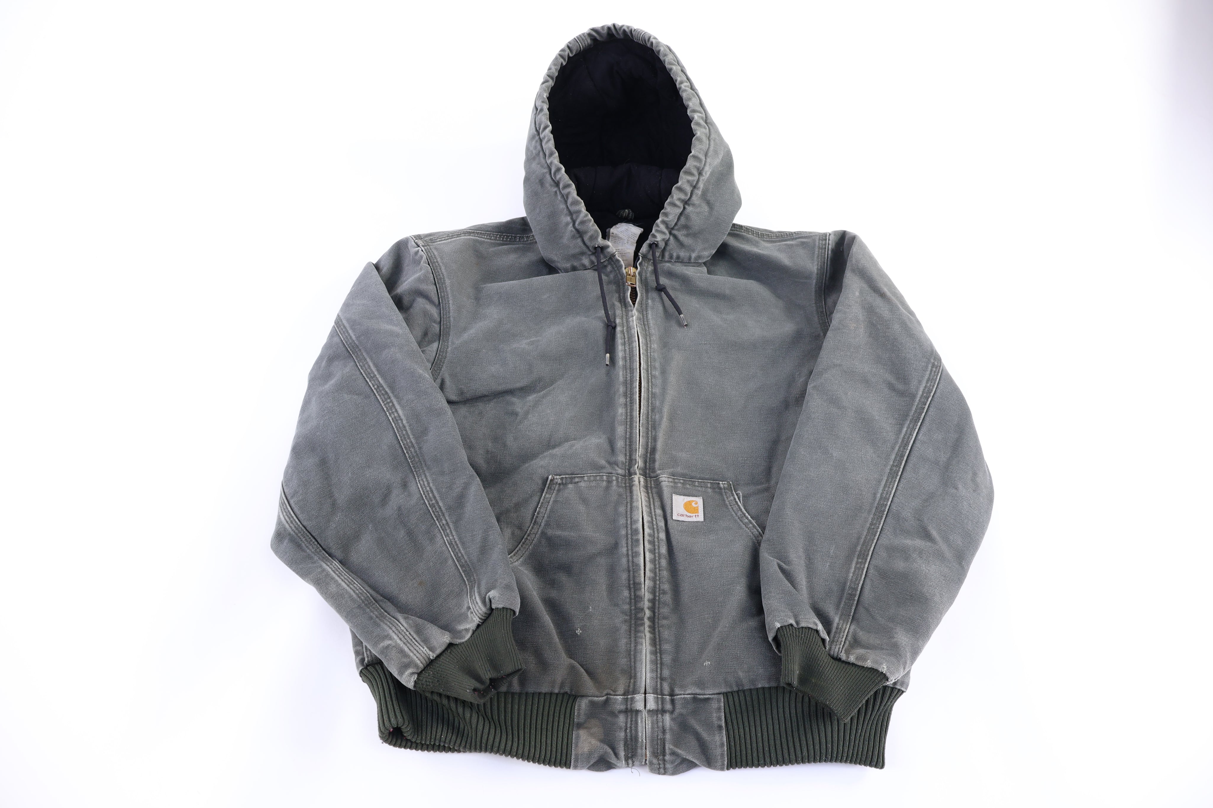 Carhartt Logo Patch Green Full Zip Jacket - jacket - Thrifted Threads