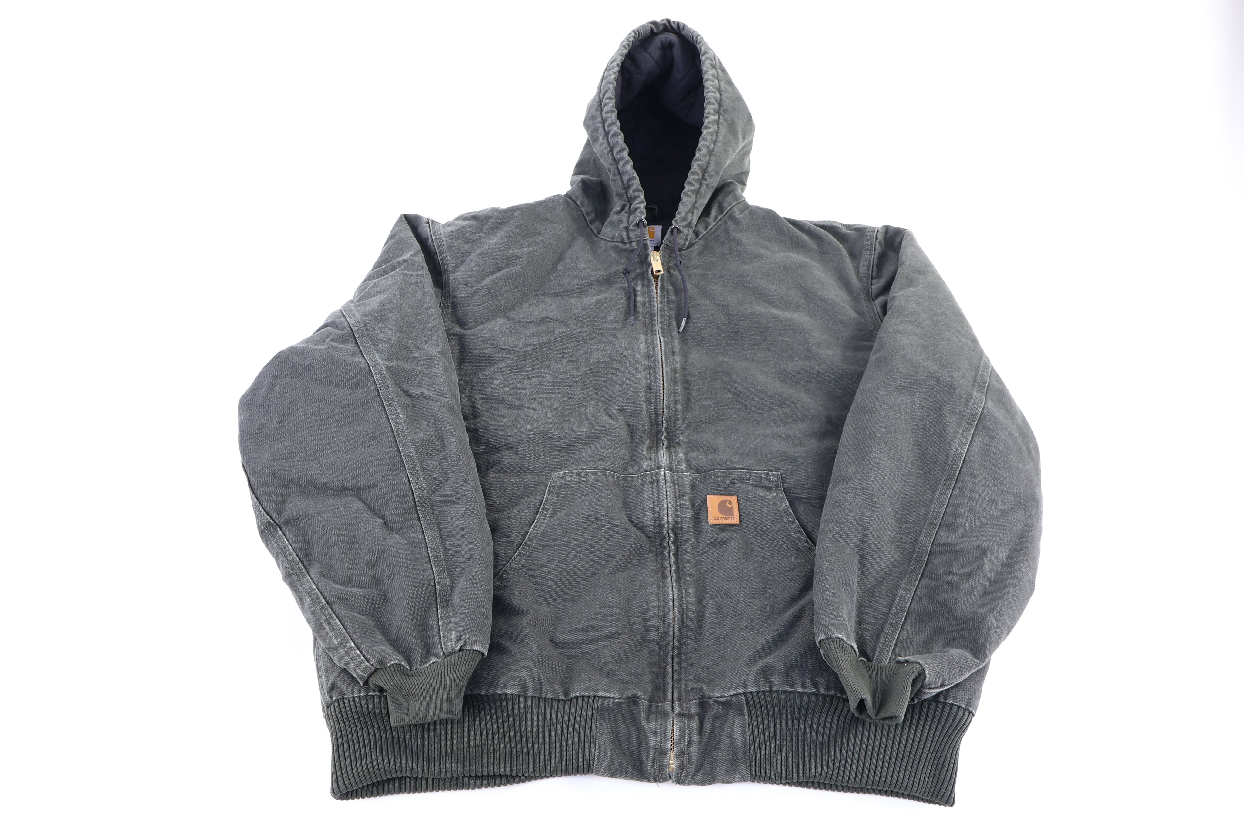 Carhartt Logo Patch Green Full Zip Jacket - jacket - Thrifted Threads