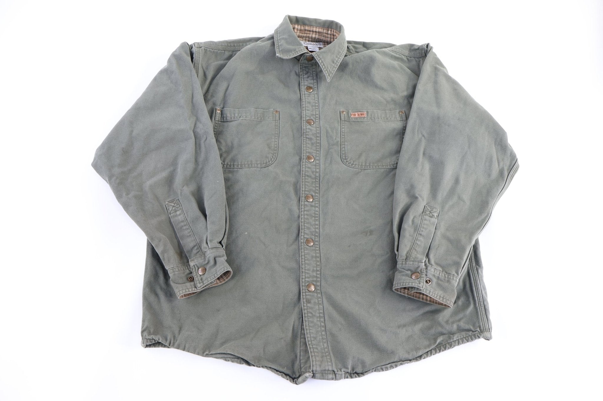 Carhartt Logo Patch Green LS Button Down - Button Ups/Downs - Thrifted Threads