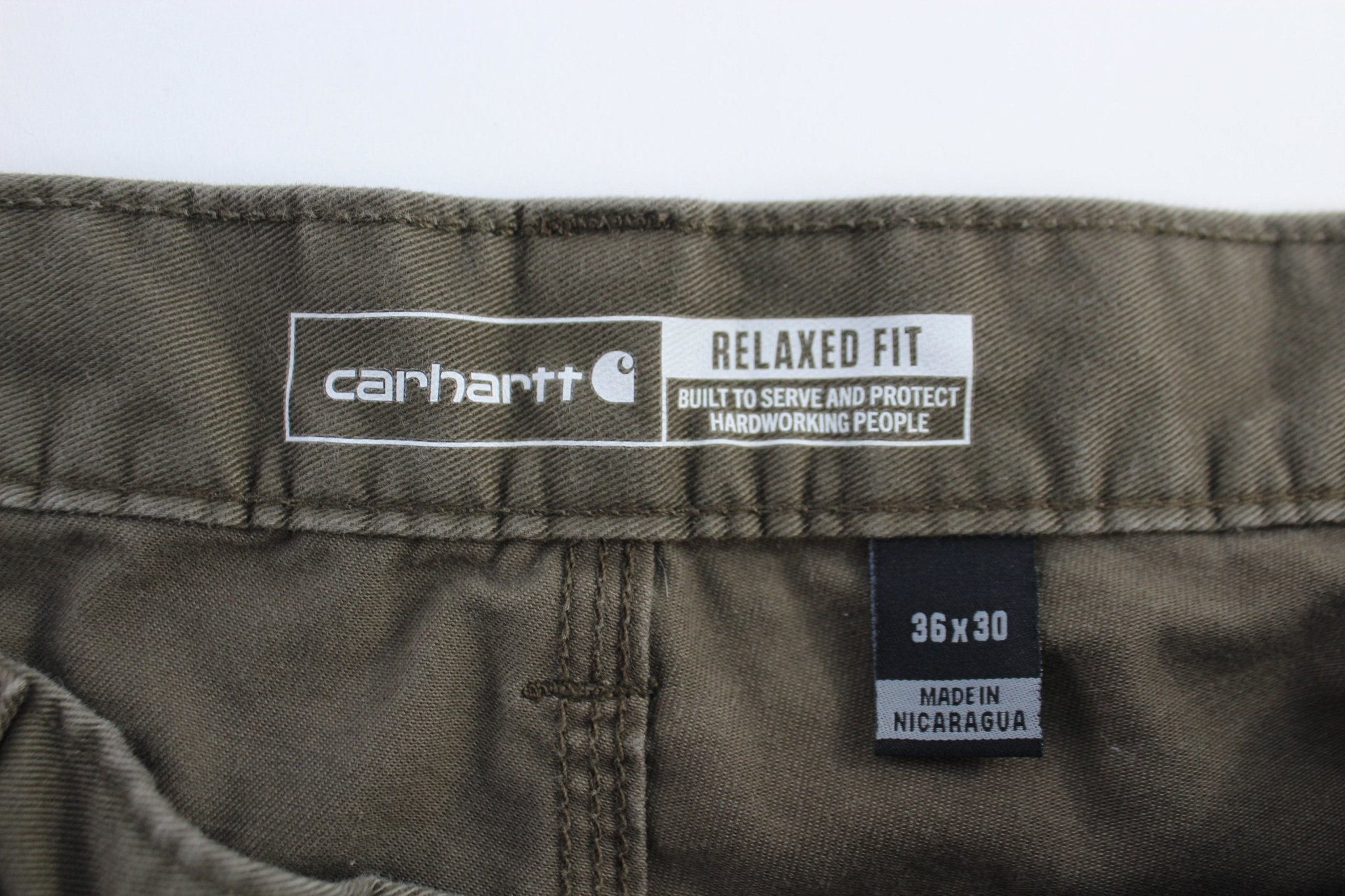 Carhartt Logo Patch Green Relaxed Fit Pants - ThriftedThreads.com