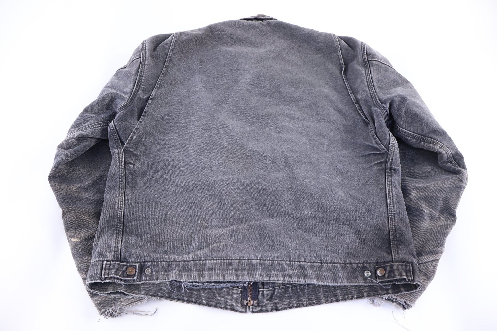 Carhartt Logo Patch Grey Blanket Lined Detroit Jacket - Jacket - Thrifted Threads