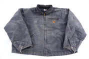 Carhartt Logo Patch Grey Blanket Lined Detroit Jacket - Jacket - Thrifted Threads