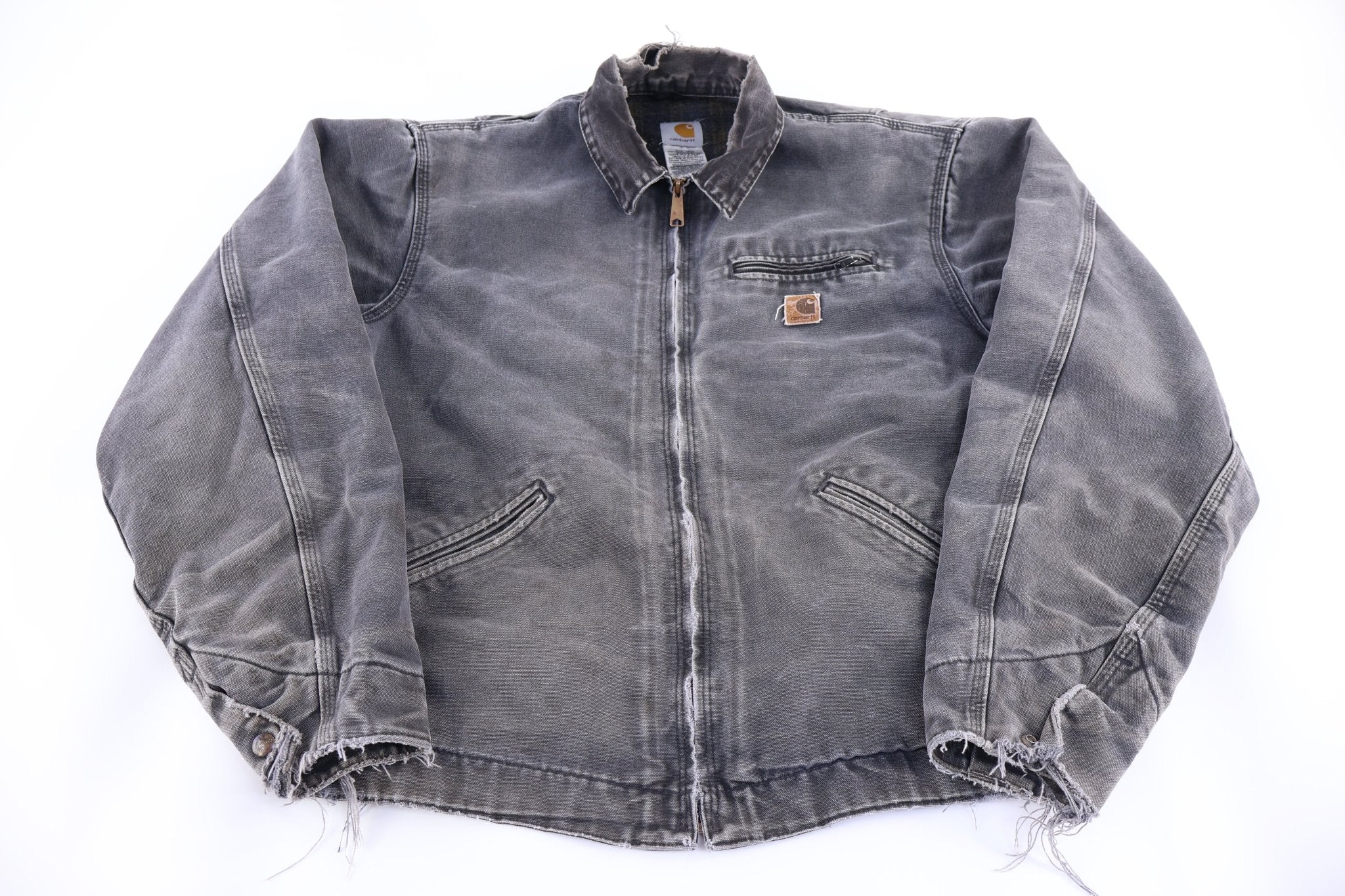 Carhartt Logo Patch Grey Blanket Lined Detroit Jacket - Jacket - Thrifted Threads