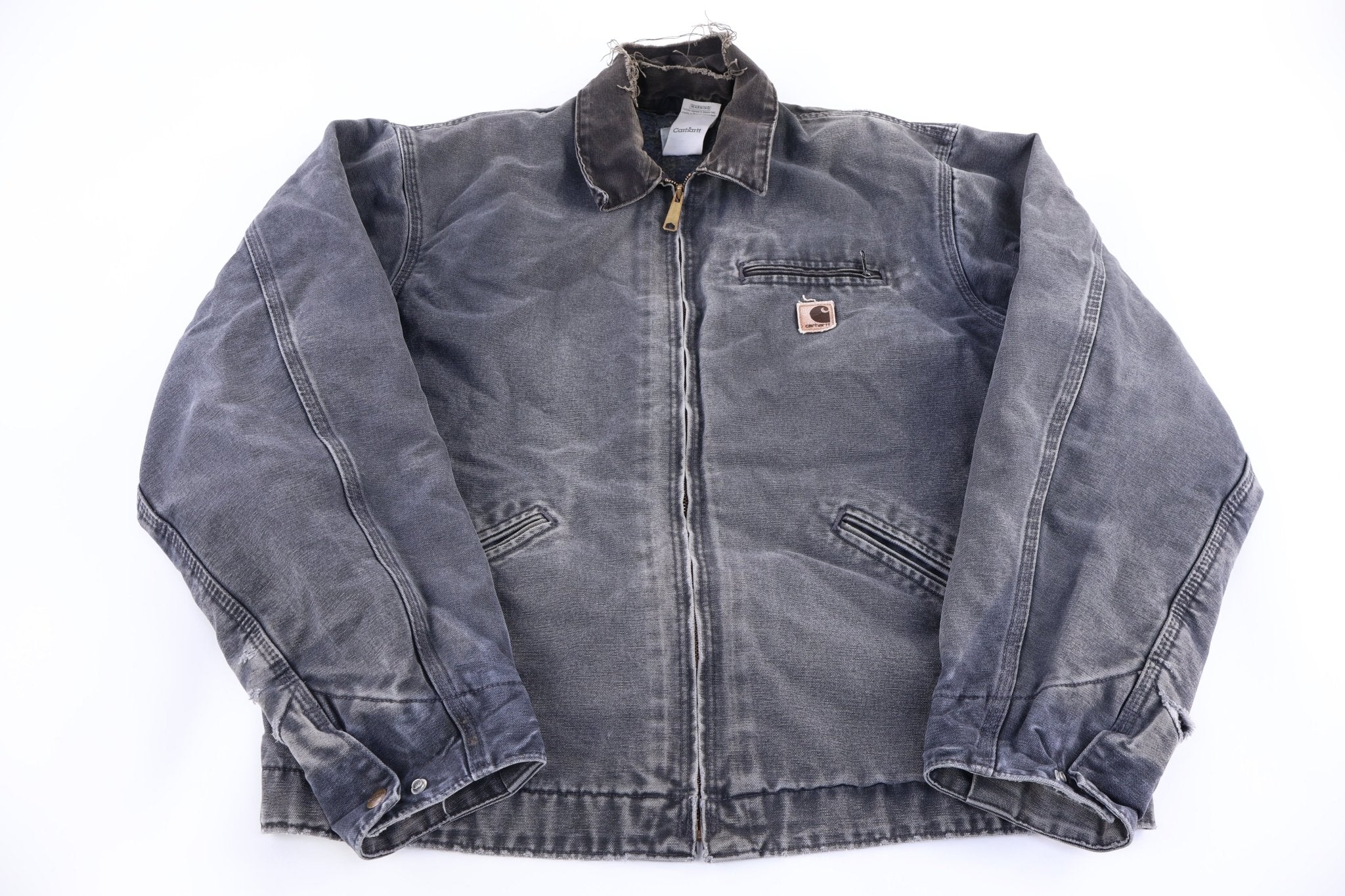 Carhartt Logo Patch Grey Blanket Lined Detroit Jacket - Jacket - Thrifted Threads