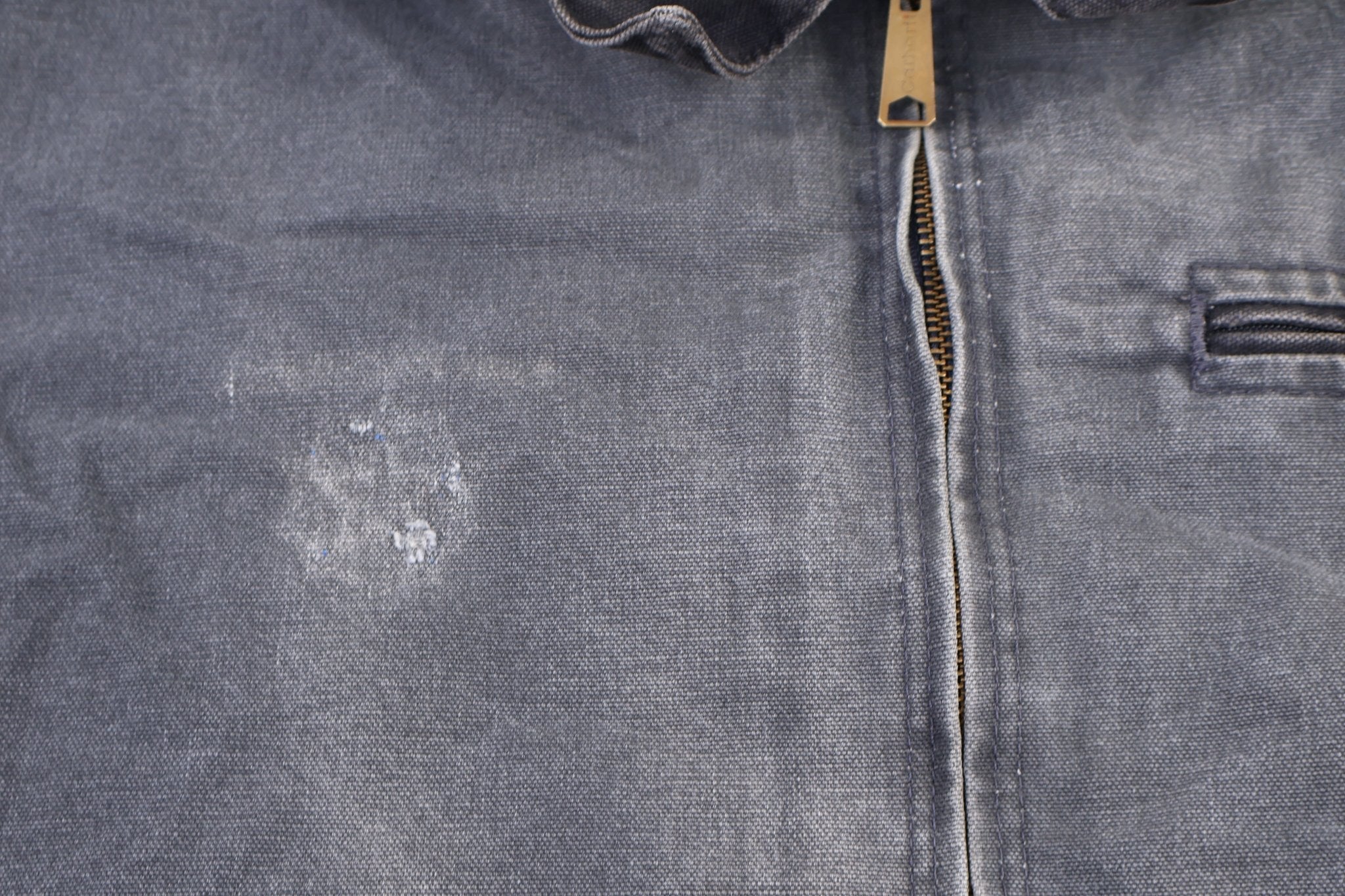 Carhartt Logo Patch Grey Blanket Lined Detroit Jacket - Jacket - Thrifted Threads
