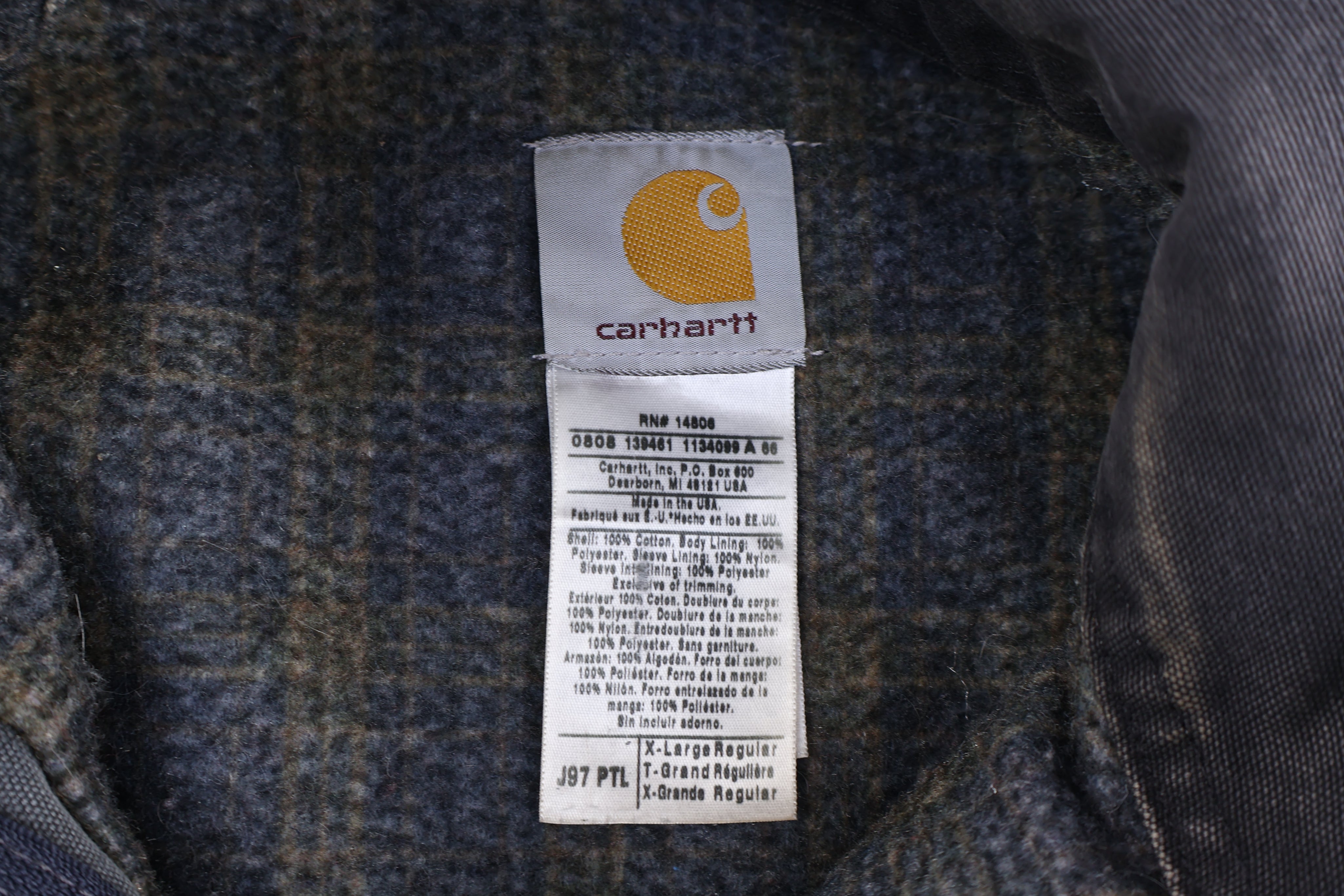 Carhartt Logo Patch Grey Blanket Lined Detroit Jacket - Jacket - Thrifted Threads