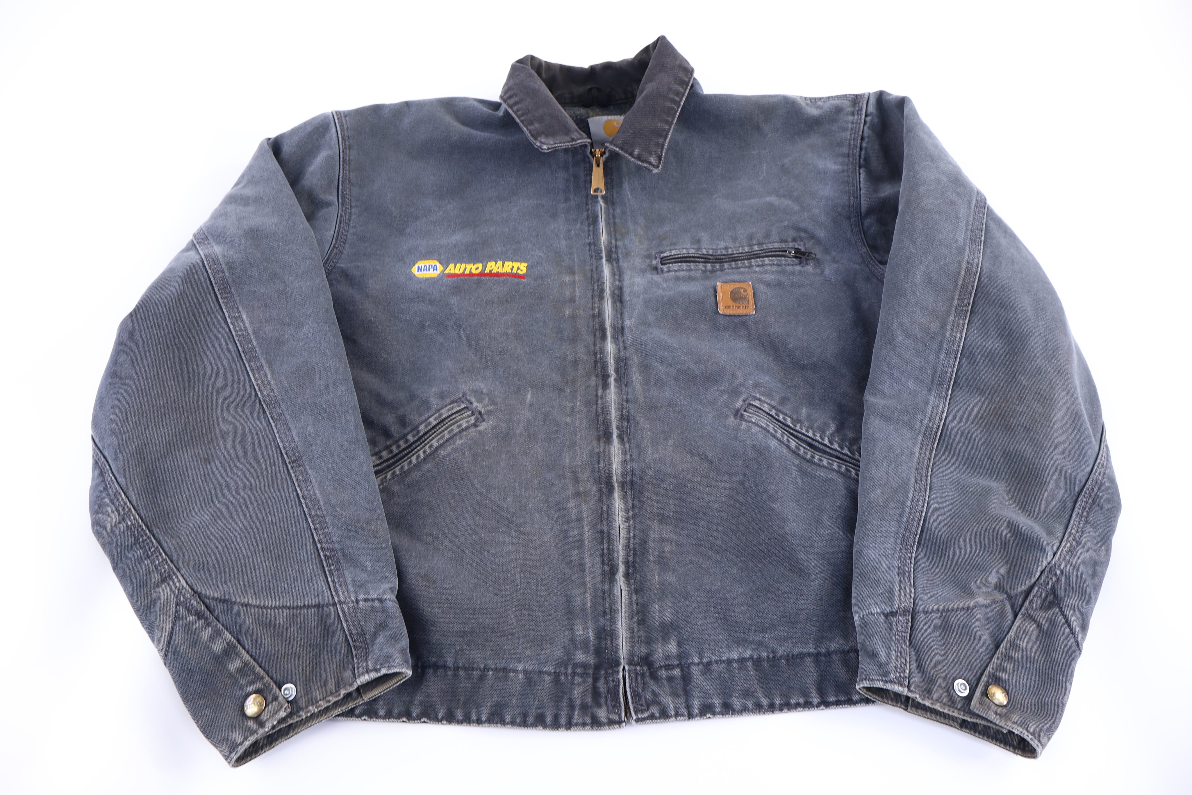 Carhartt Logo Patch Grey Blanket Lined Detroit Jacket - Jacket - Thrifted Threads