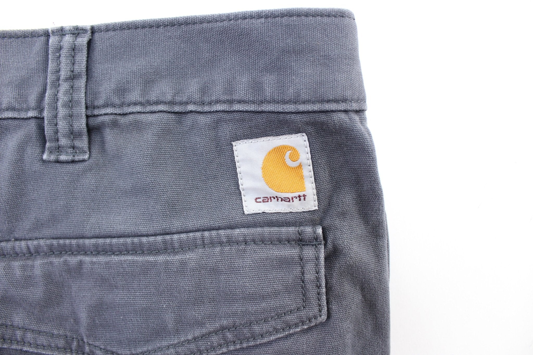 Carhartt Logo Patch Grey Cargo Shorts - ThriftedThreads.com