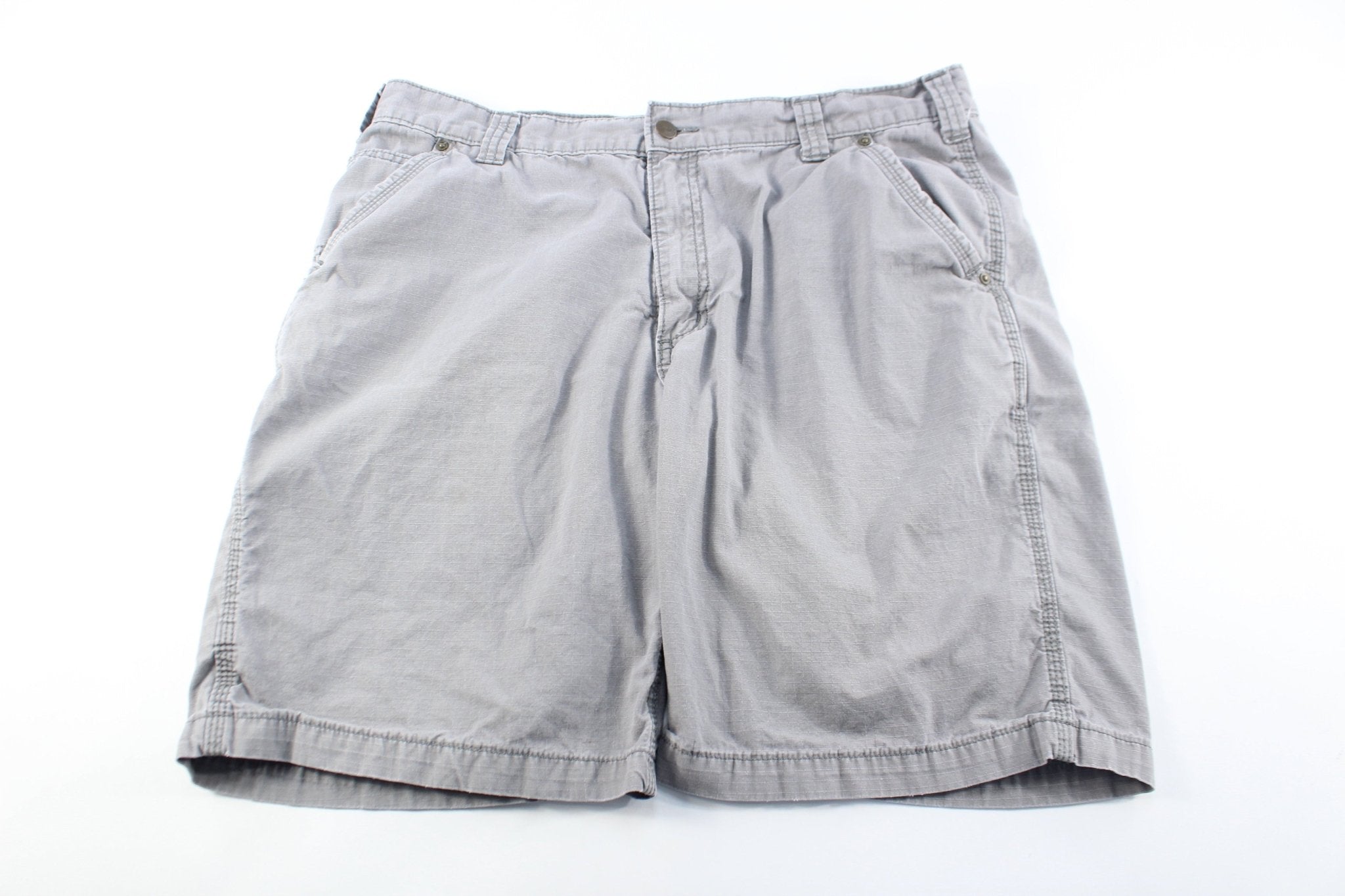 Carhartt Logo Patch Grey Cargo Shorts - ThriftedThreads.com