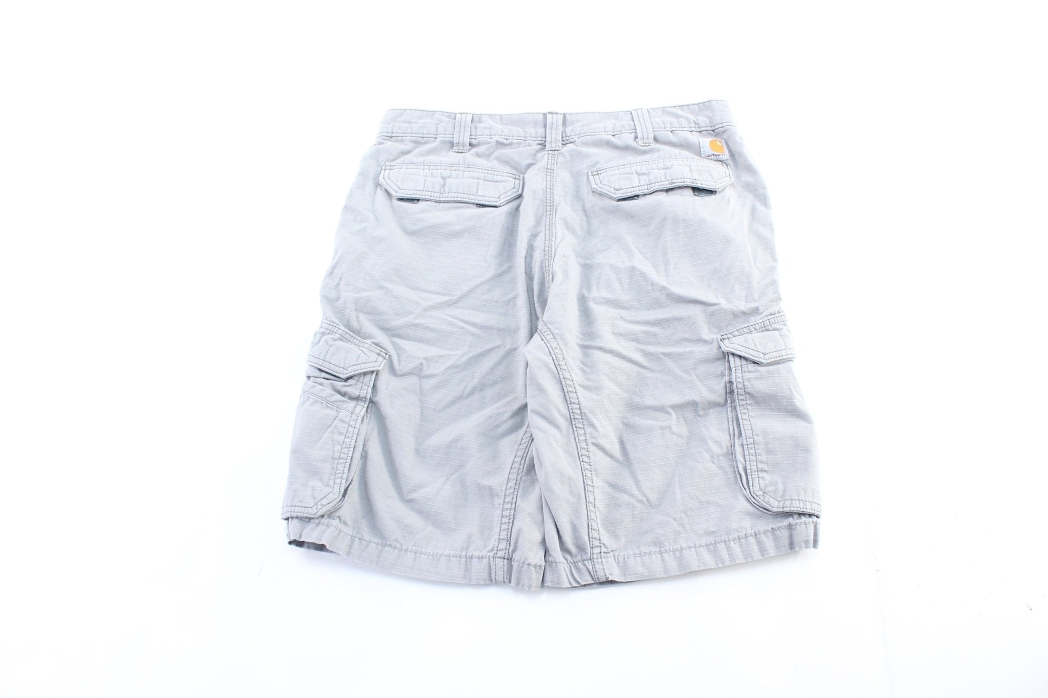 Carhartt Logo Patch Grey Cargo Shorts - ThriftedThreads.com