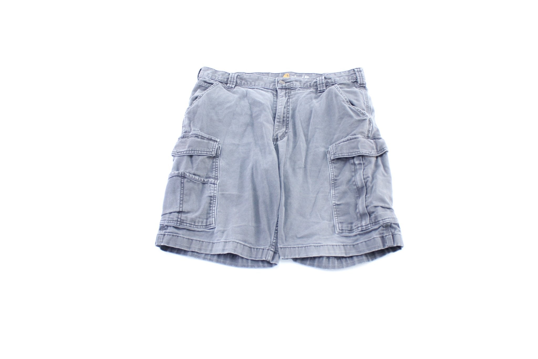 Carhartt Logo Patch Grey Cargo Shorts - ThriftedThreads.com