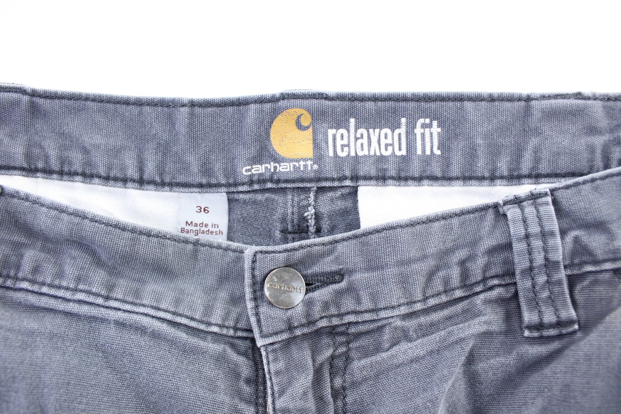 Carhartt Logo Patch Grey Cargo Shorts - ThriftedThreads.com