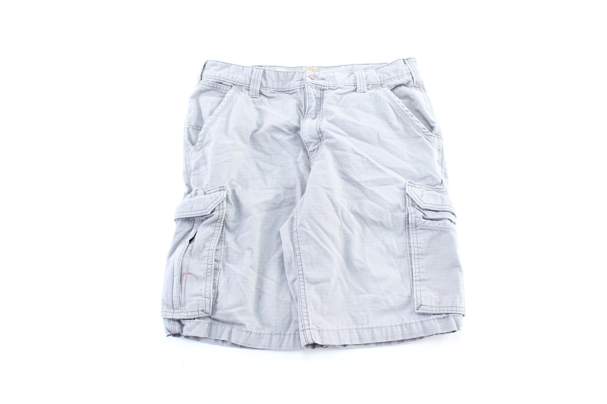 Carhartt Logo Patch Grey Cargo Shorts - ThriftedThreads.com